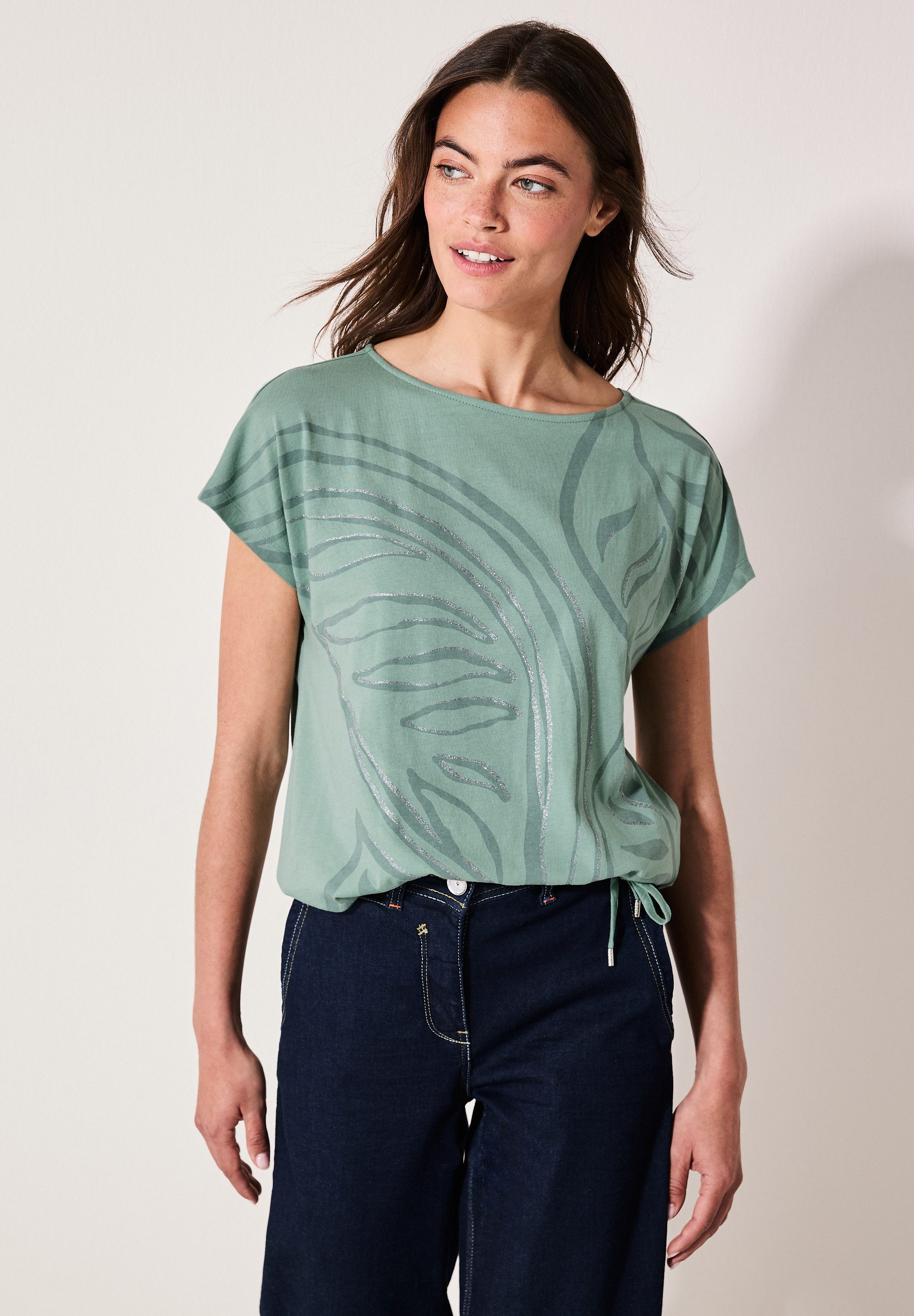 CECIL T-Shirt mit Tunnelzug am Saum günstig online kaufen