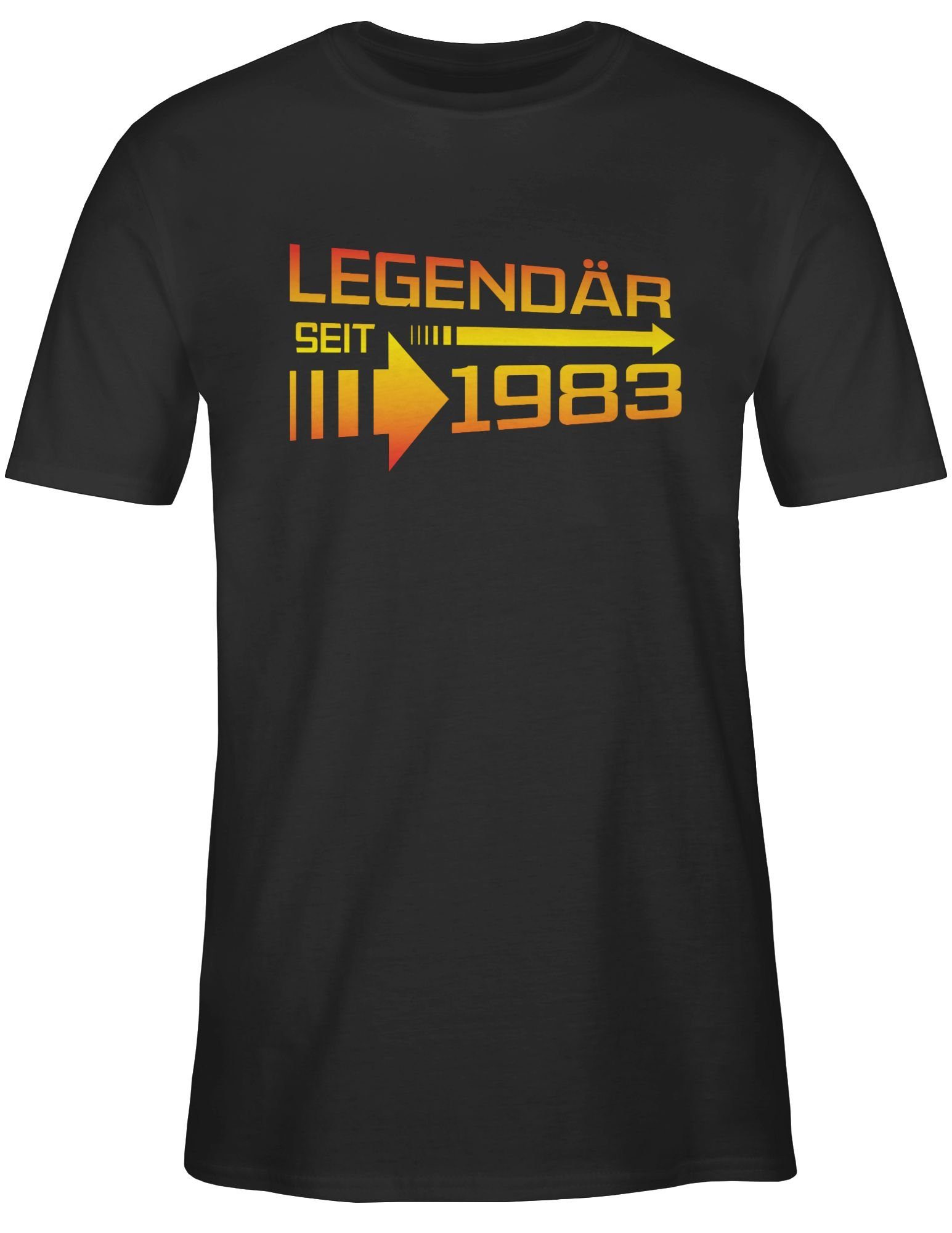 01 T-Shirt Legendär Shirtracer orange 1983 seit Schwarz / gelb Geburtstag 40.
