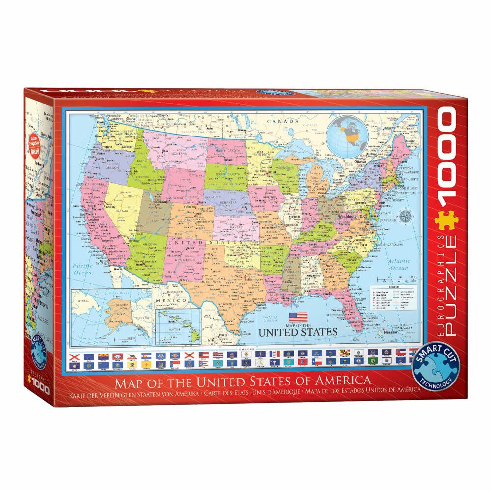 EUROGRAPHICS Puzzle Karte der Vereinigten Staaten von Amerika, 1000 Puzzleteile