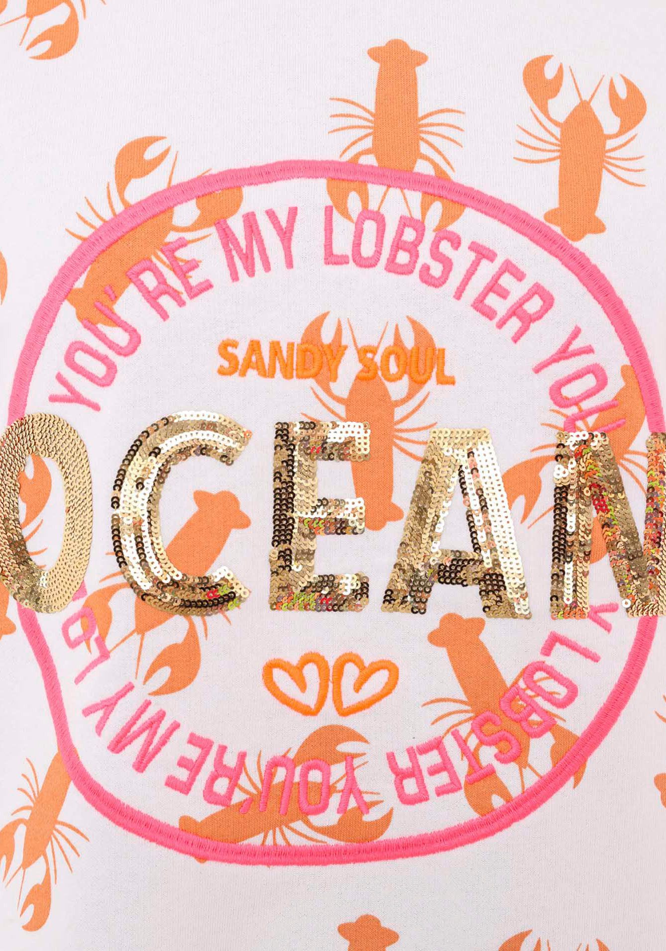 Zwillingsherz Longsleeve Shirt "Ocean Sandy Soul" 3/4-Arm, Pailletten, Kontrastnähte, Schriftzüge, Rundhalsausschnitt – Bild 5 von 5