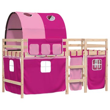 vidaXL Bett Kinderhochbett mit Tunnel Rosa 90x200 cm Massivholz Kiefer