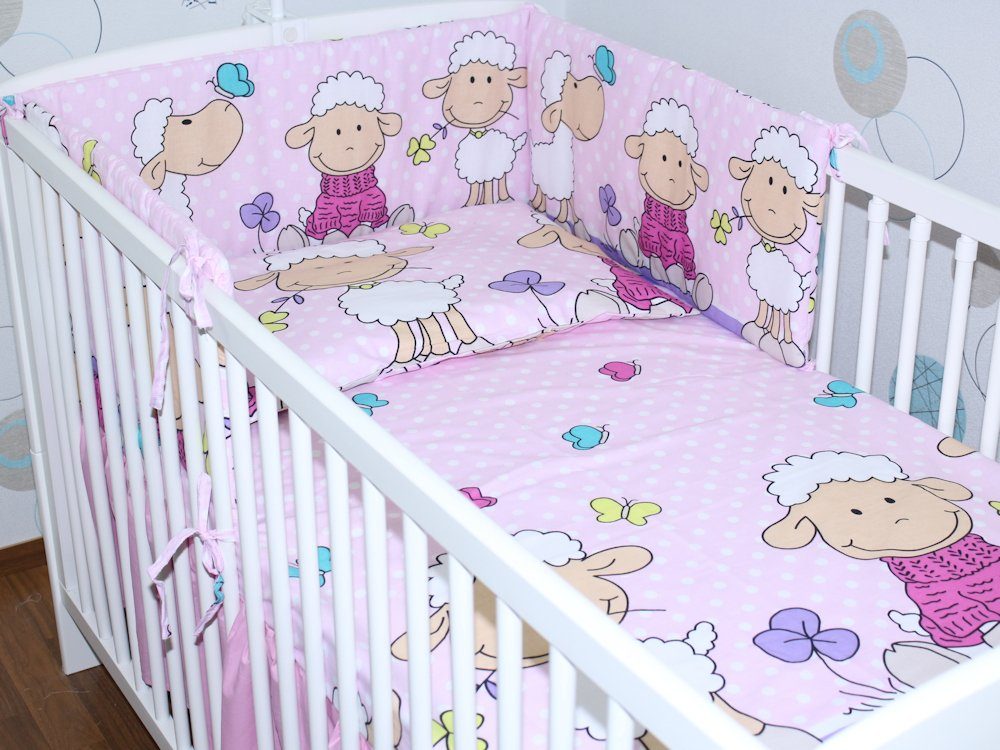 Babybettwäsche 3 teiliges Baby Bettset mit Bettwäsche und Nestchen für Bett 70x140 cm