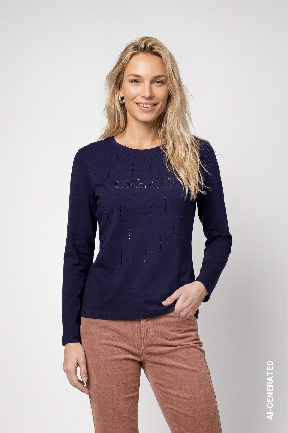 Monari Langarmshirt Regular fit mit Rundhalsausschnitt