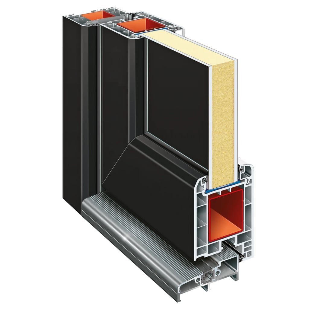 vidaXL Haustür Haustür Hauseingangstür Anthrazit 98x208 cm PVC Glas-Element Linkshänd