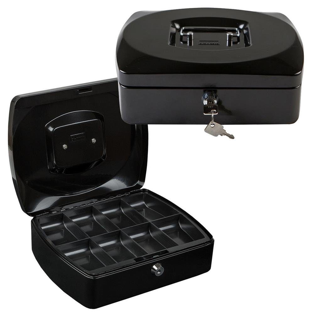 Metall Spardose Mit Schloss & 2 Schlüsseln - Kleine Geldkassette Für Münzen & Scheine, Schwarz