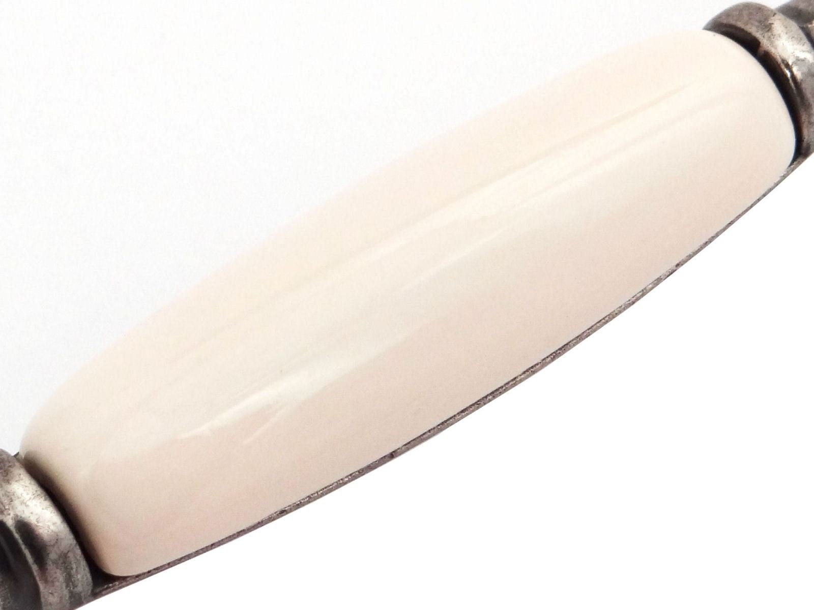 SO-TECH® Möbelgriff Porzellangriff Landhaus BA 96 mm Altsilber / Cremefarbig, Griff Schrankgriff Schubladengriff - incl. Schrauben