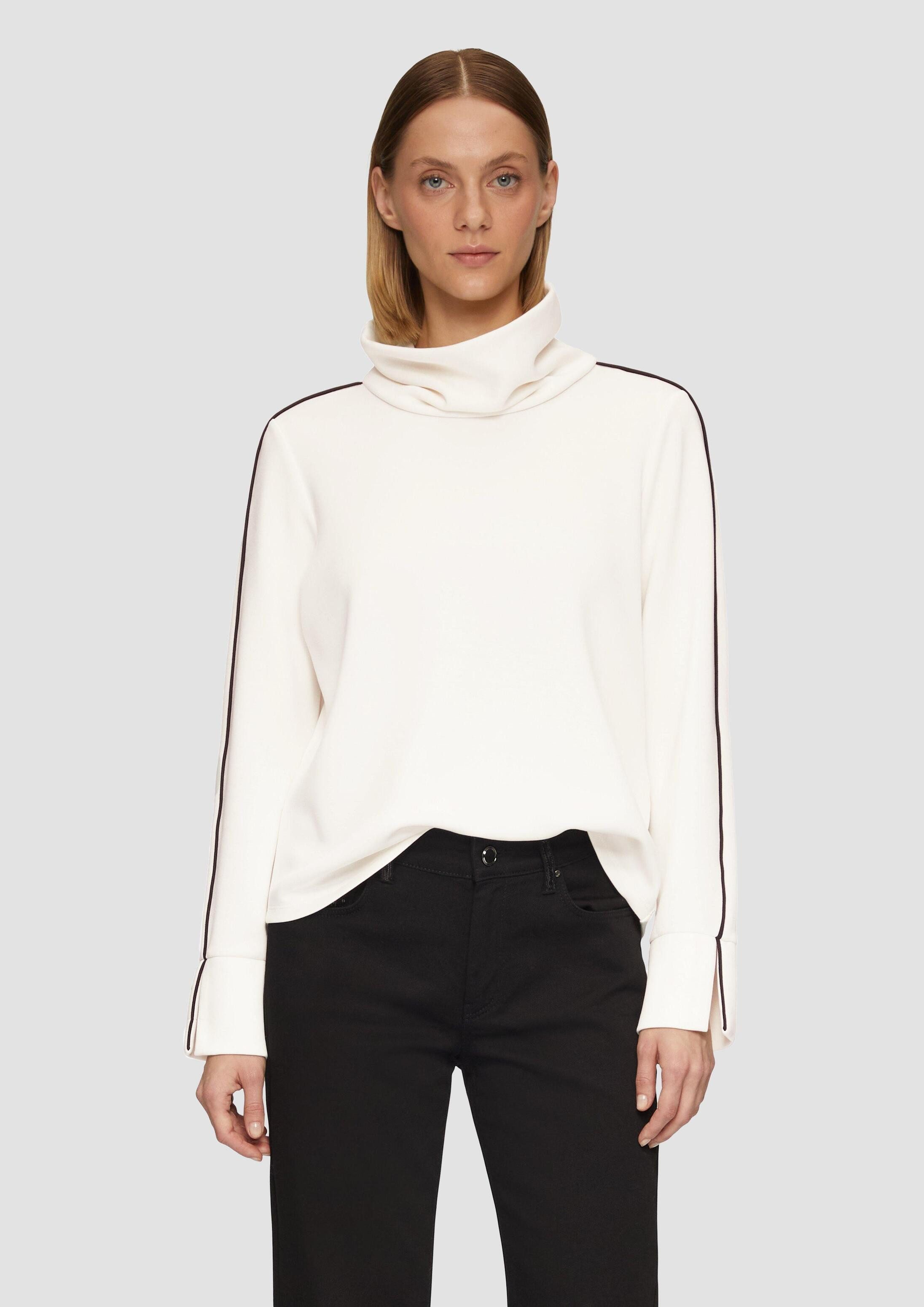 s.Oliver Sweatshirt Sweatshirt Sweatshirt mit Kontrast-Details und geschlitztem Ärmelsaum