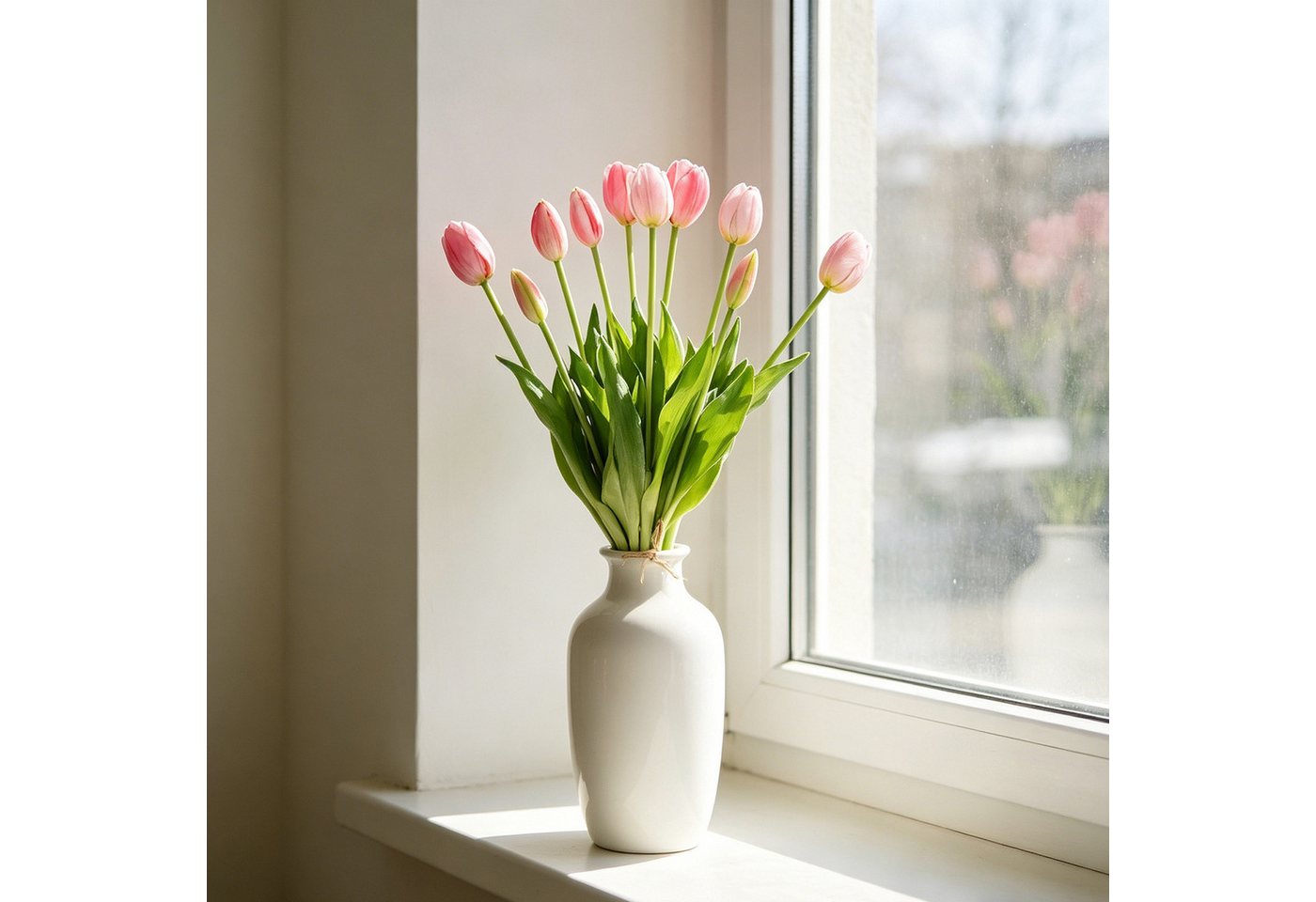 Kunsttulpe 10er Set künstliche Tulpen, Tulpenbund Tulpen, BlingBin, Höhe 40 cm, Tulpenstrauß künstlich für Vase,Hochzeit, Esstisch und Wohnzimmer Deko
