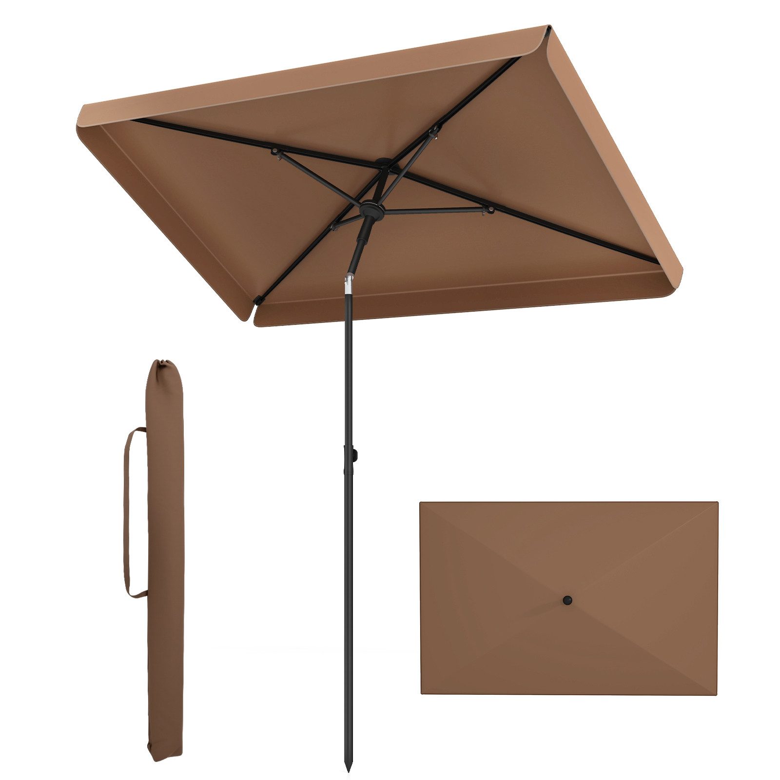 COSTWAY Sonnenschirm, LxB: 200x130 cm, Balkonschirm rechteckig, Gartenschirm