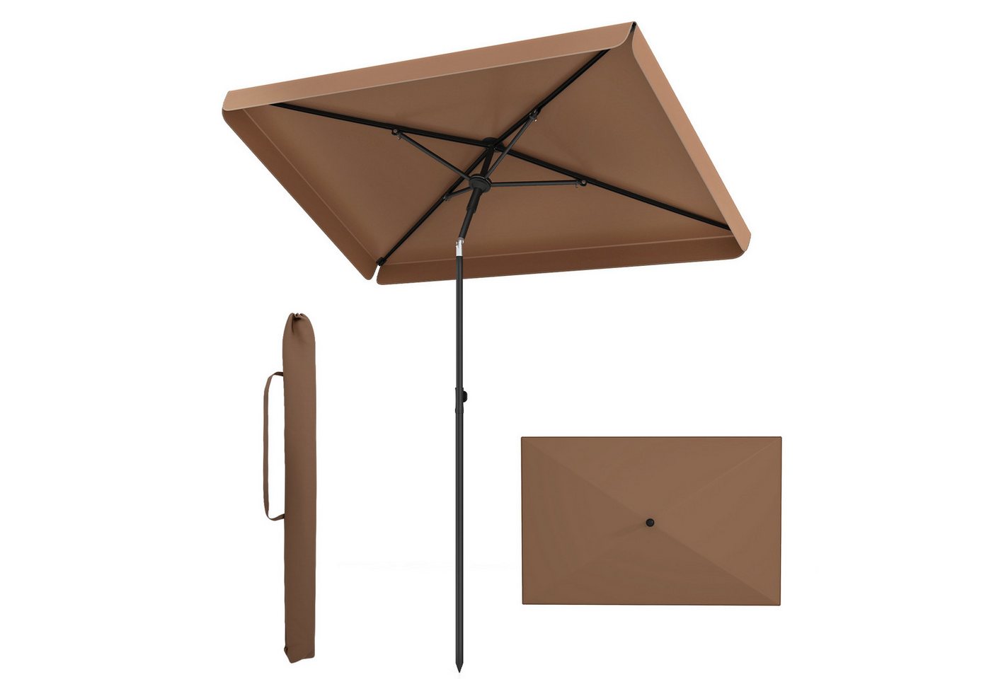 COSTWAY Sonnenschirm, LxB: 200x130 cm, Balkonschirm rechteckig, Gartenschirm
