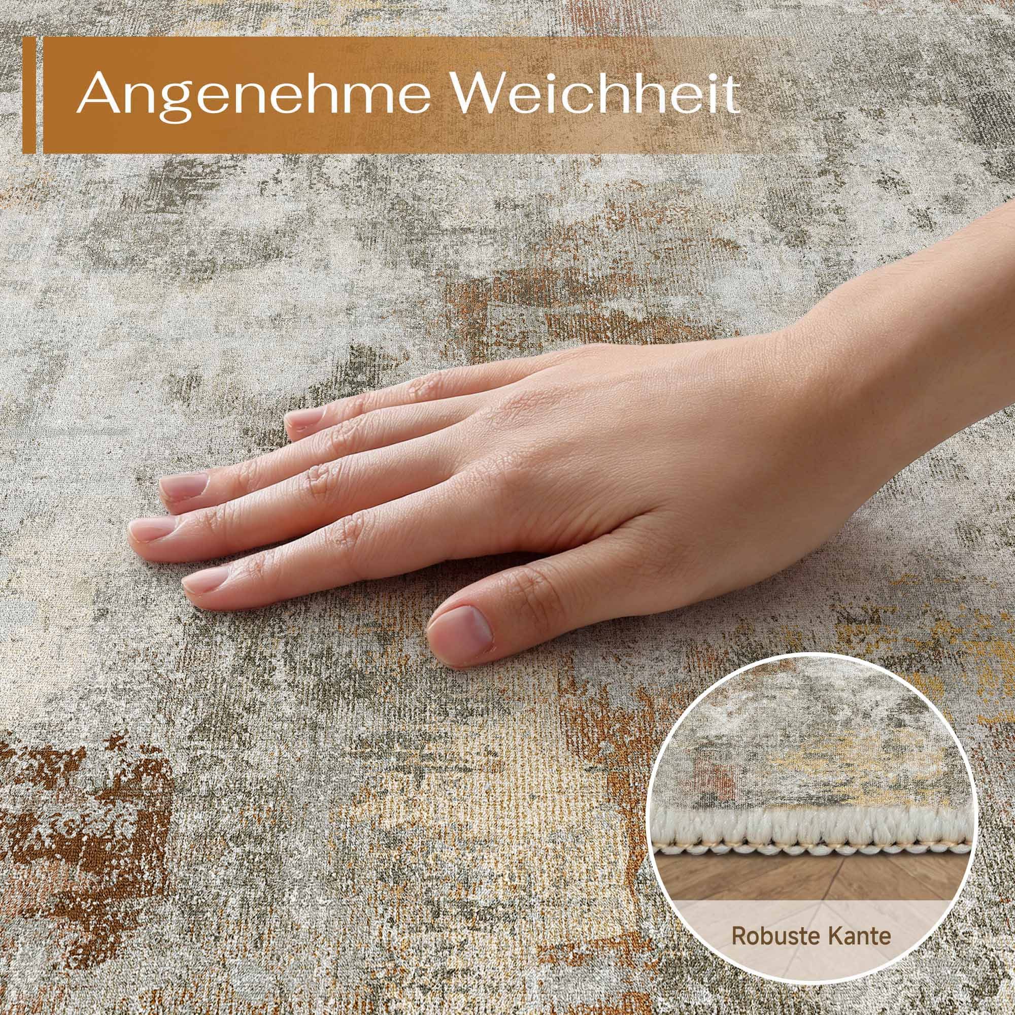 PURECOZY Teppich Kurzflor, modern abstrakt Scandi-Look, waschbar & weich, Rechteckig, Höhe: 5 mm, geeignet für Innenräume, 120x180, 160x230, 200x300, 300x400 cm