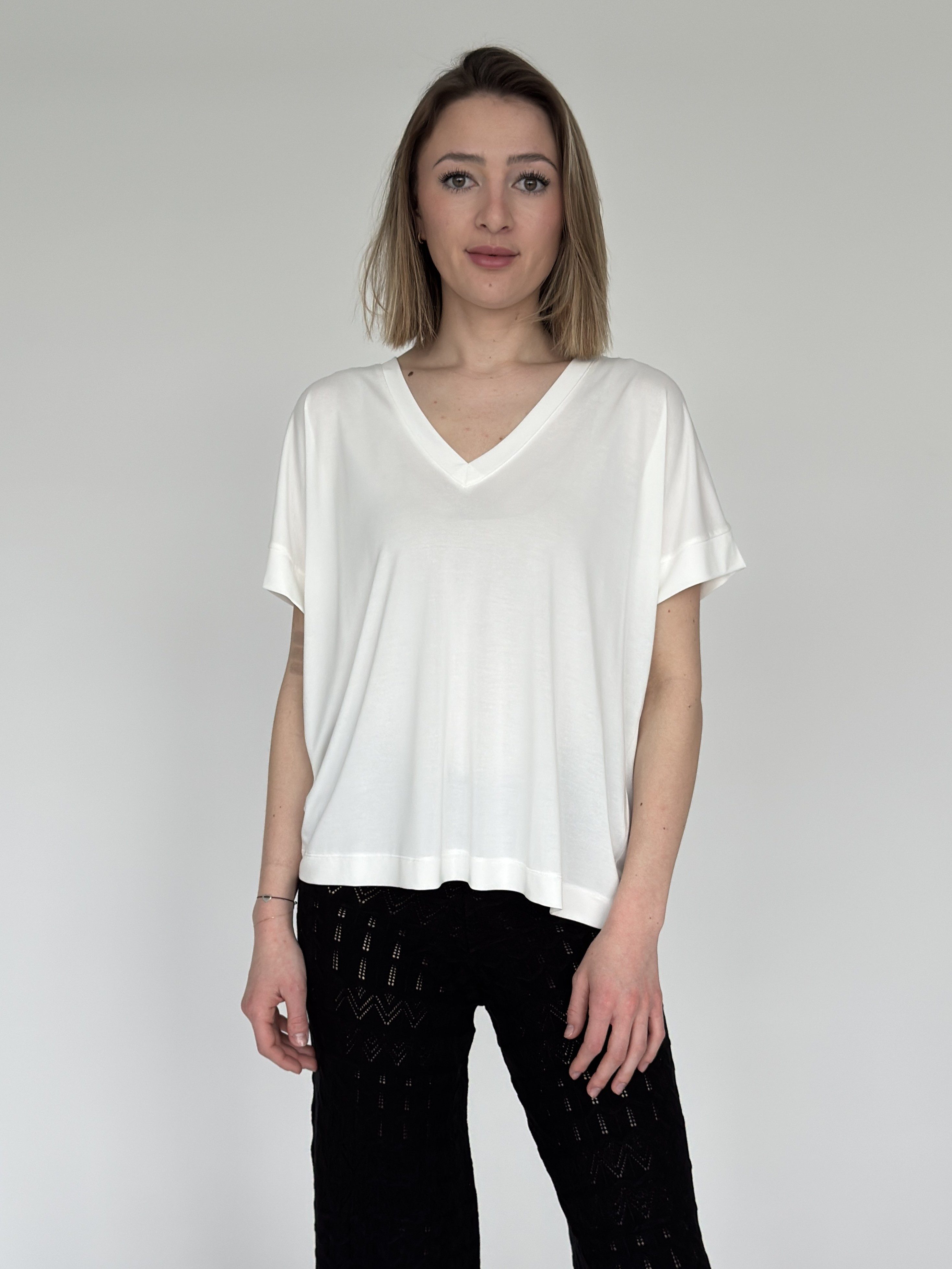 Zuckerwatte V-Shirt bequem geschnitten, aus weicher günstig online kaufen