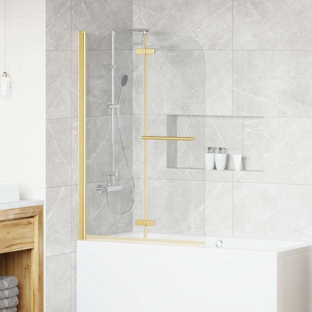 vidaXL Duschschirm, Duschabtrennung Transparent und Gold 95 x 140 cm