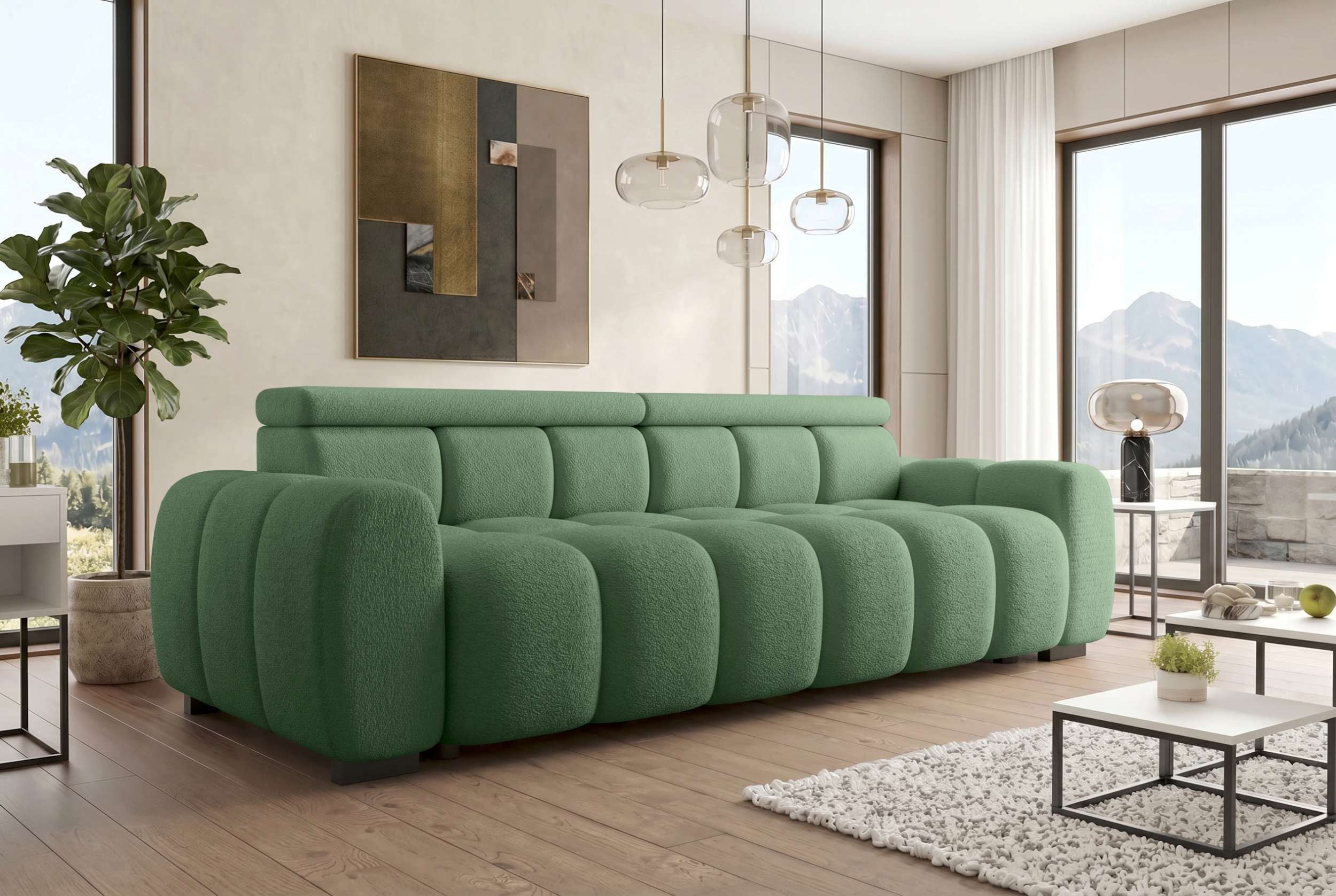 Sofa Dreams Big-Sofa Großes Sofa Santorin L-Form in Stoff, Sofa, Big-Sofa, Kopfteilverstellungen
