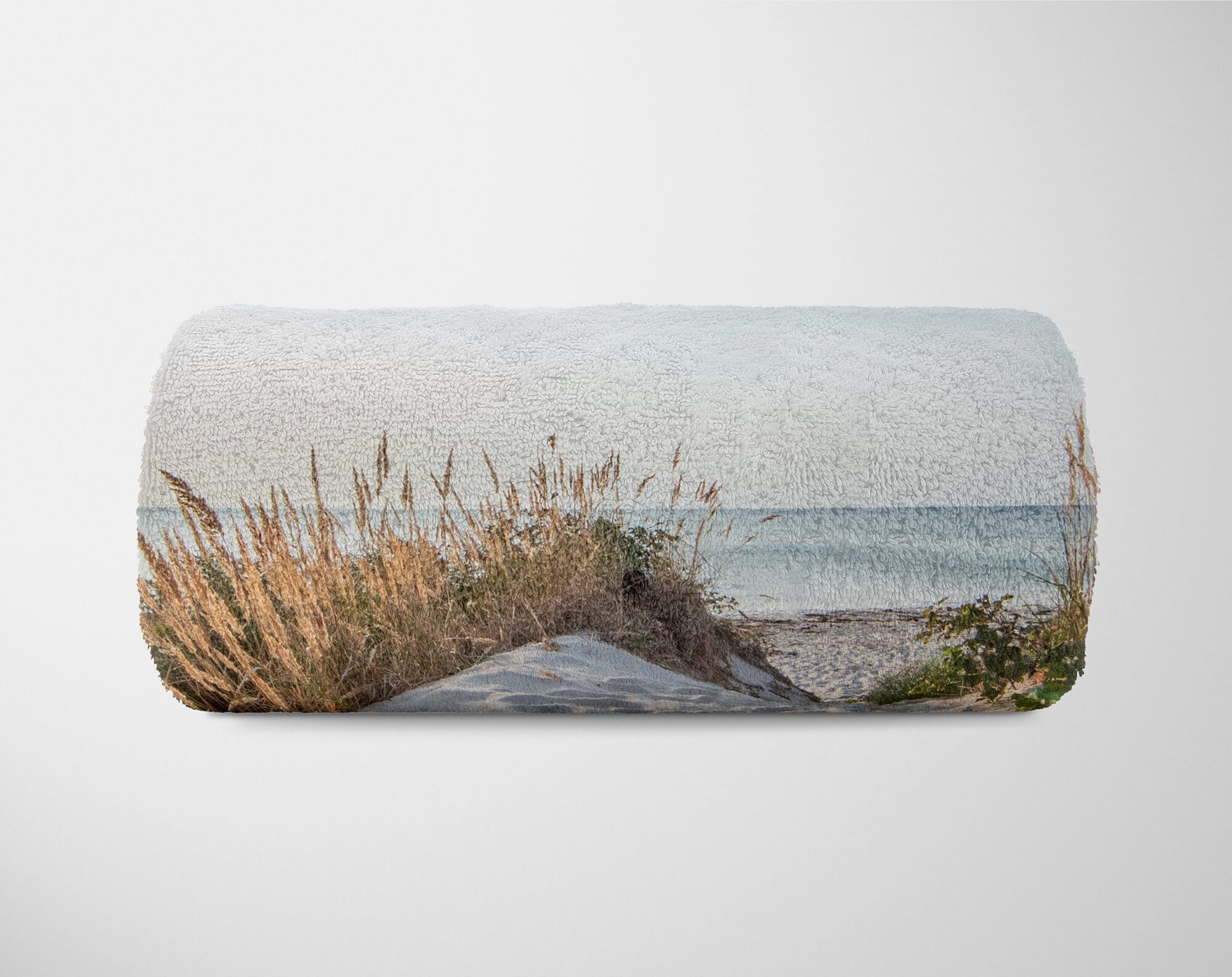 Sinus Art (1-St), Fotomotiv Baumwolle-Polyester-Mix Handtücher Strand Strandhandtuch Ostsee, Handtuch Handtuch Saunatuch Kuscheldecke Sand mit