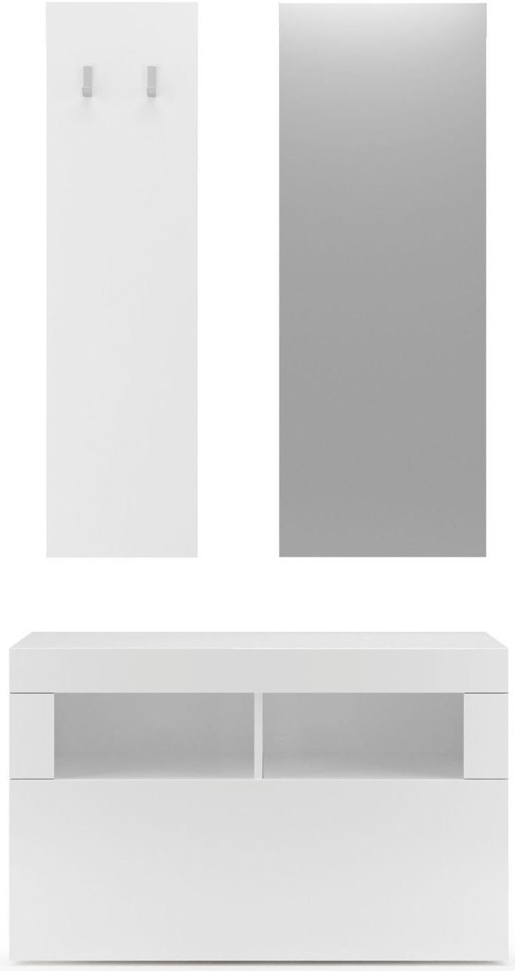 LC Garderobenschrank Basic | Breite Hochglanz Weiß Lack Lack Weiß 91 cm Hochglanz