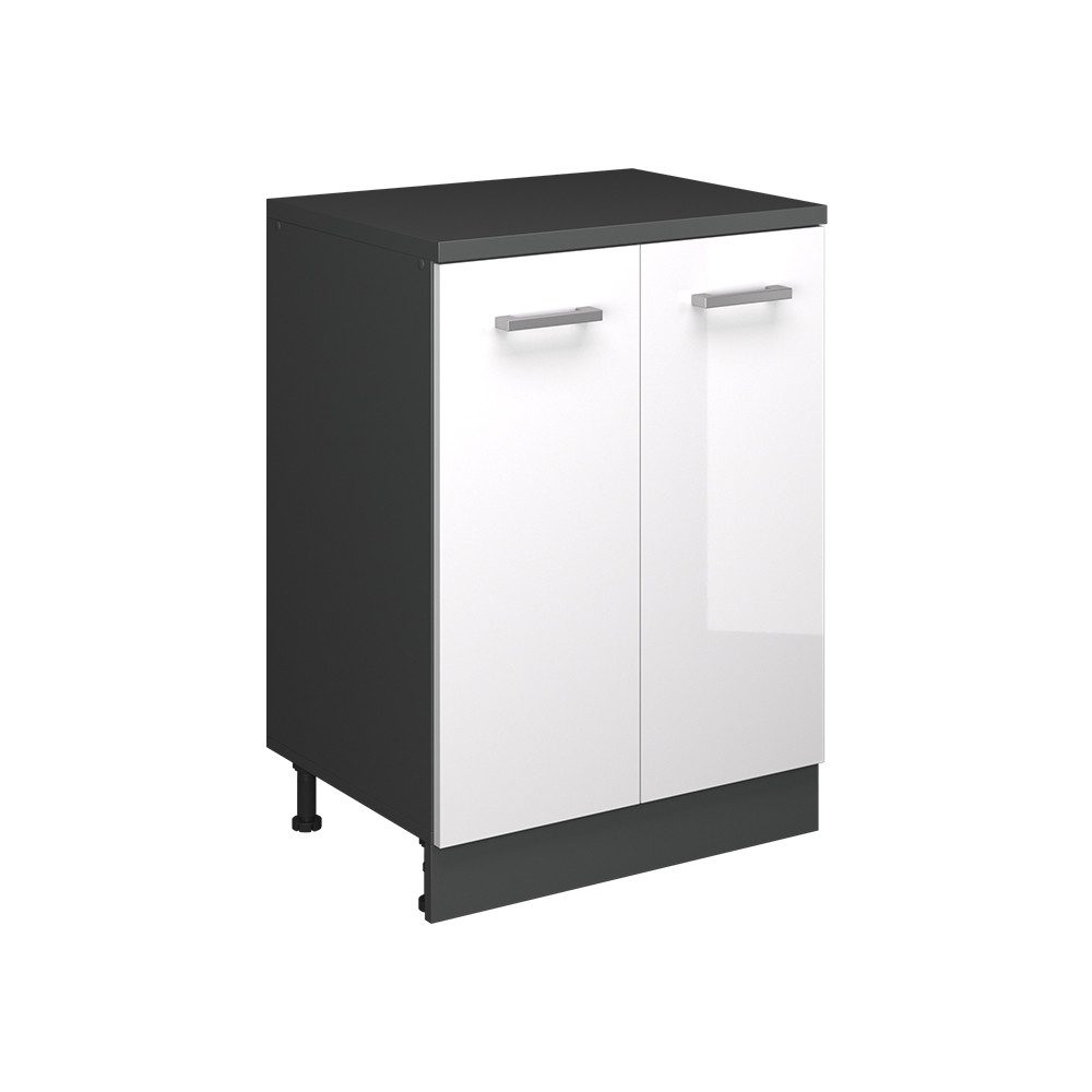 Vicco Kommode Rion, Weiß Hochglanz, 60 x 81.6 cm ohne Schräge mit 2 Türen