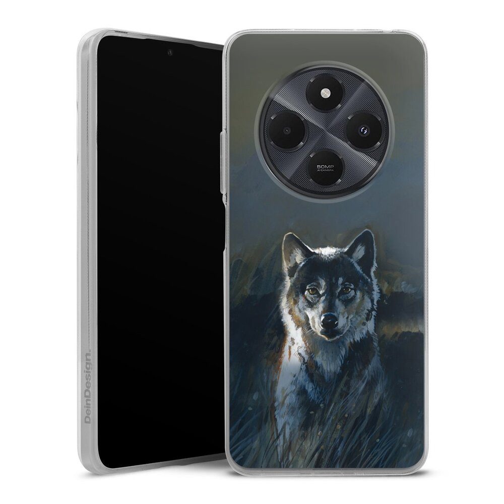 DeinDesign Handyhülle Wolf Natur Malerei Wolf 2, Xiaomi Redmi 14C Silikon Hülle Bumper Case Handy Schutzhülle
