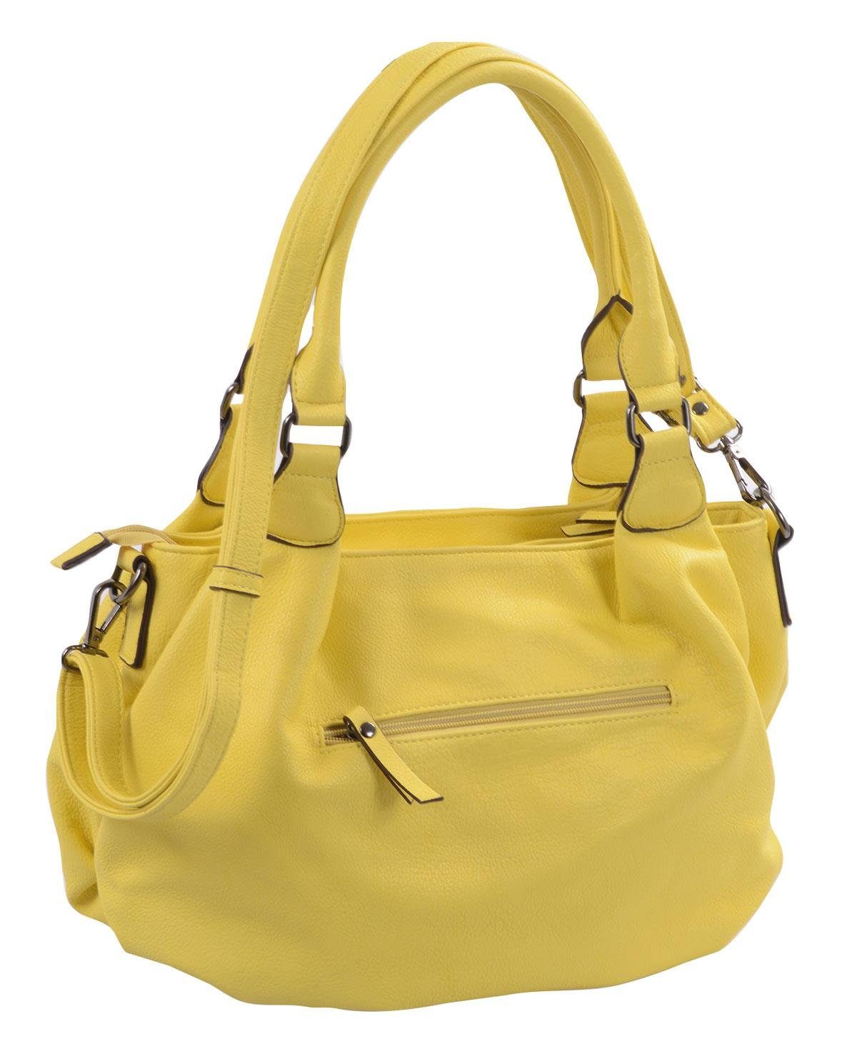 Basic Handtasche knautschige Handtasche mit kurzen und langem Henkel, gelb
