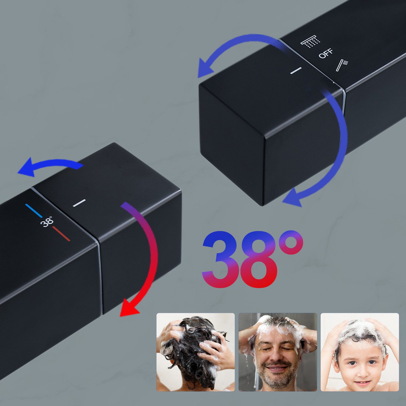 HOMELODY Duschsystem Schwarz Regendusche mit Thermostat Duschsystem Duschsä günstig online kaufen