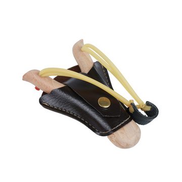 Flanacom Spielzeugmunition Spielzeug aus Holz - Outdoor-Zwille + Erbsen, Handarbeits-Look, inkl. Leder-Tasche