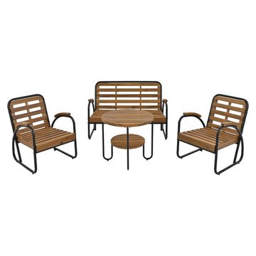 XDeer Gartenlounge-Set 4-tlg fur 4 Personen. Sitzgruppe mit Sofa, 2 Stühle und 1 Tisch, Garten-Set Terassenmöbel Gartenlounge Balkonmöbel, Akazienholz