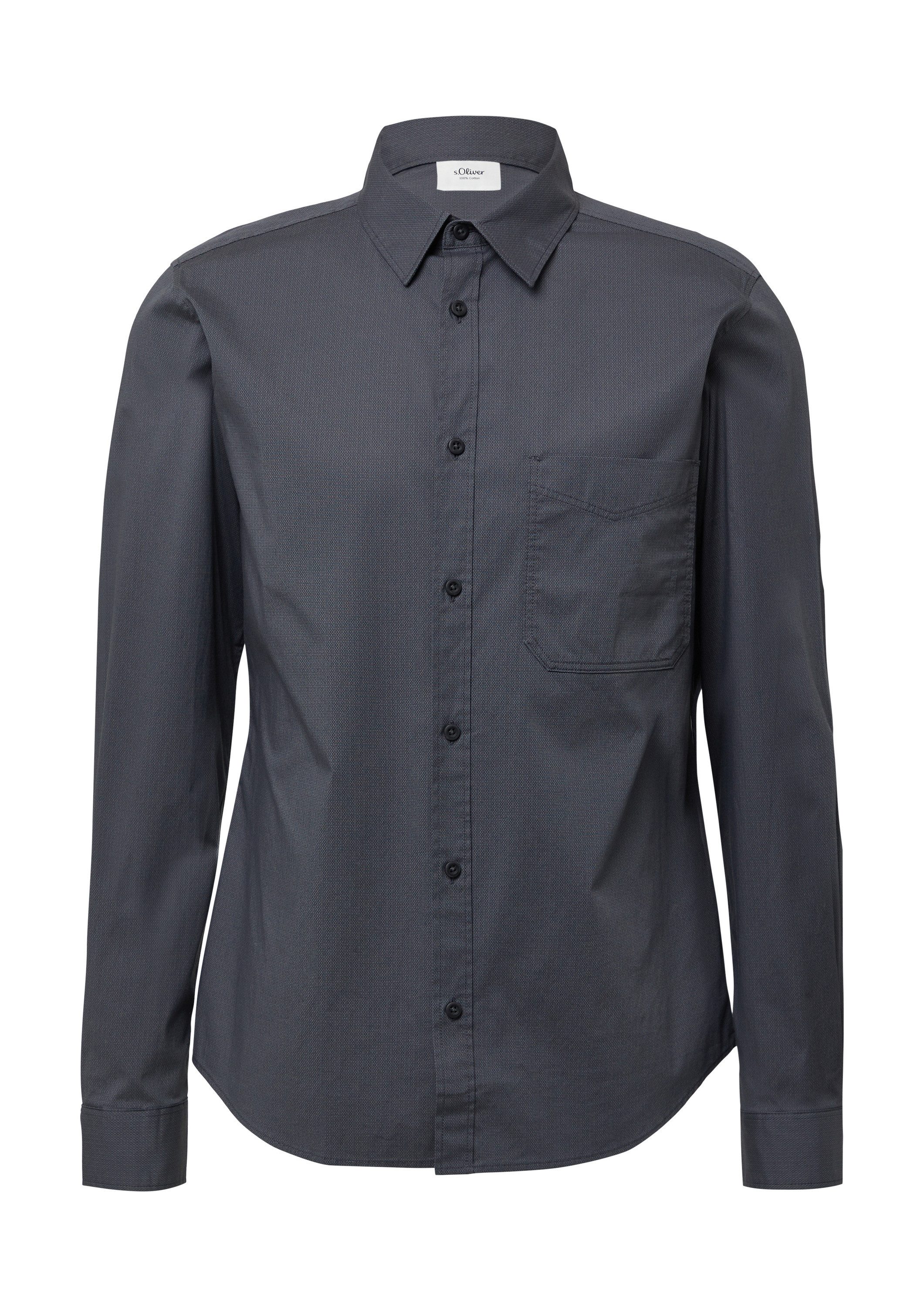 s.Oliver Langarmhemd Hemd Slim Fit: Gemustertes Hemd mit Kentkragen günstig online kaufen