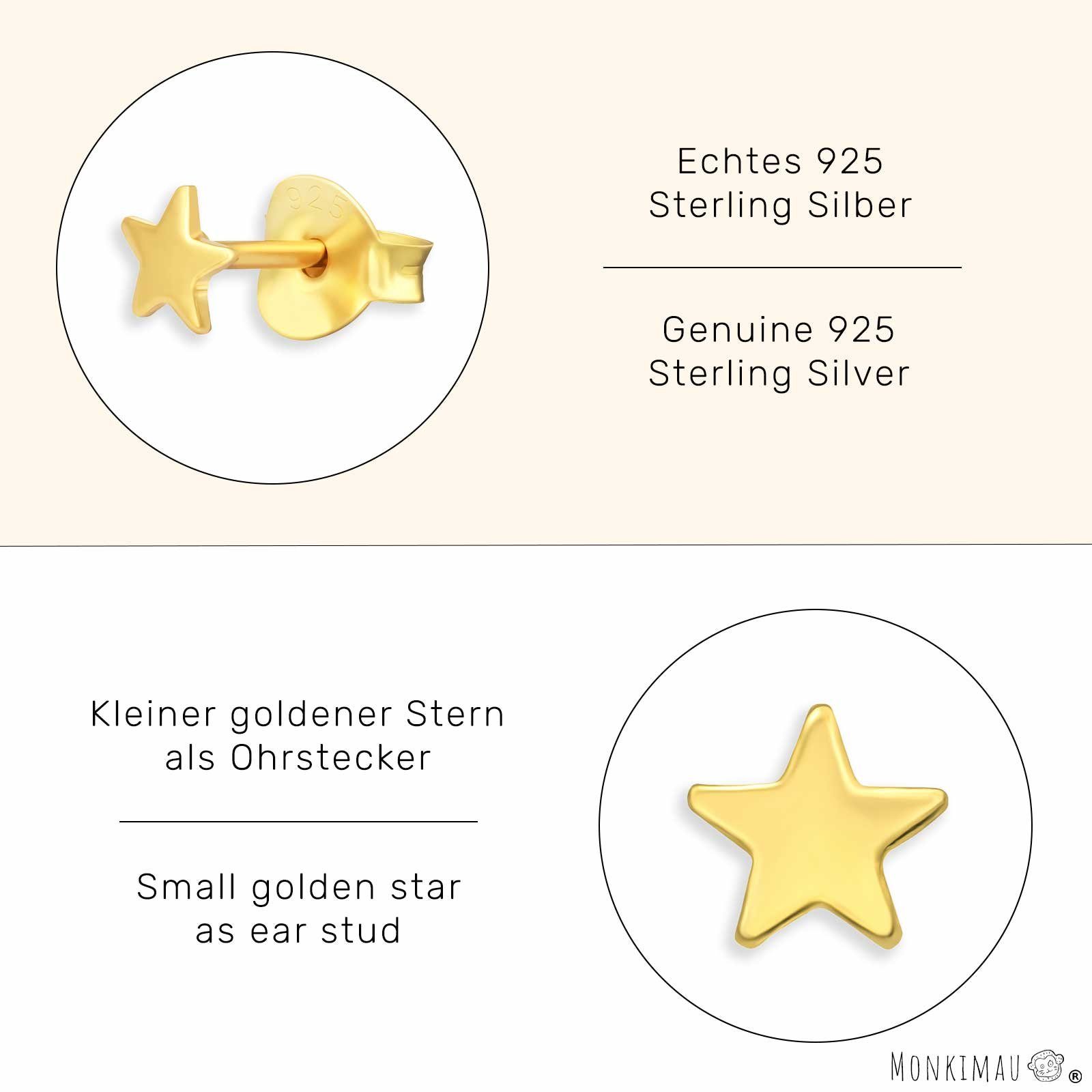 Gold Paar Sterne Monkimau Ohrstecker Schmuck (Packung) Silber Ohrringe Ohrstecker
