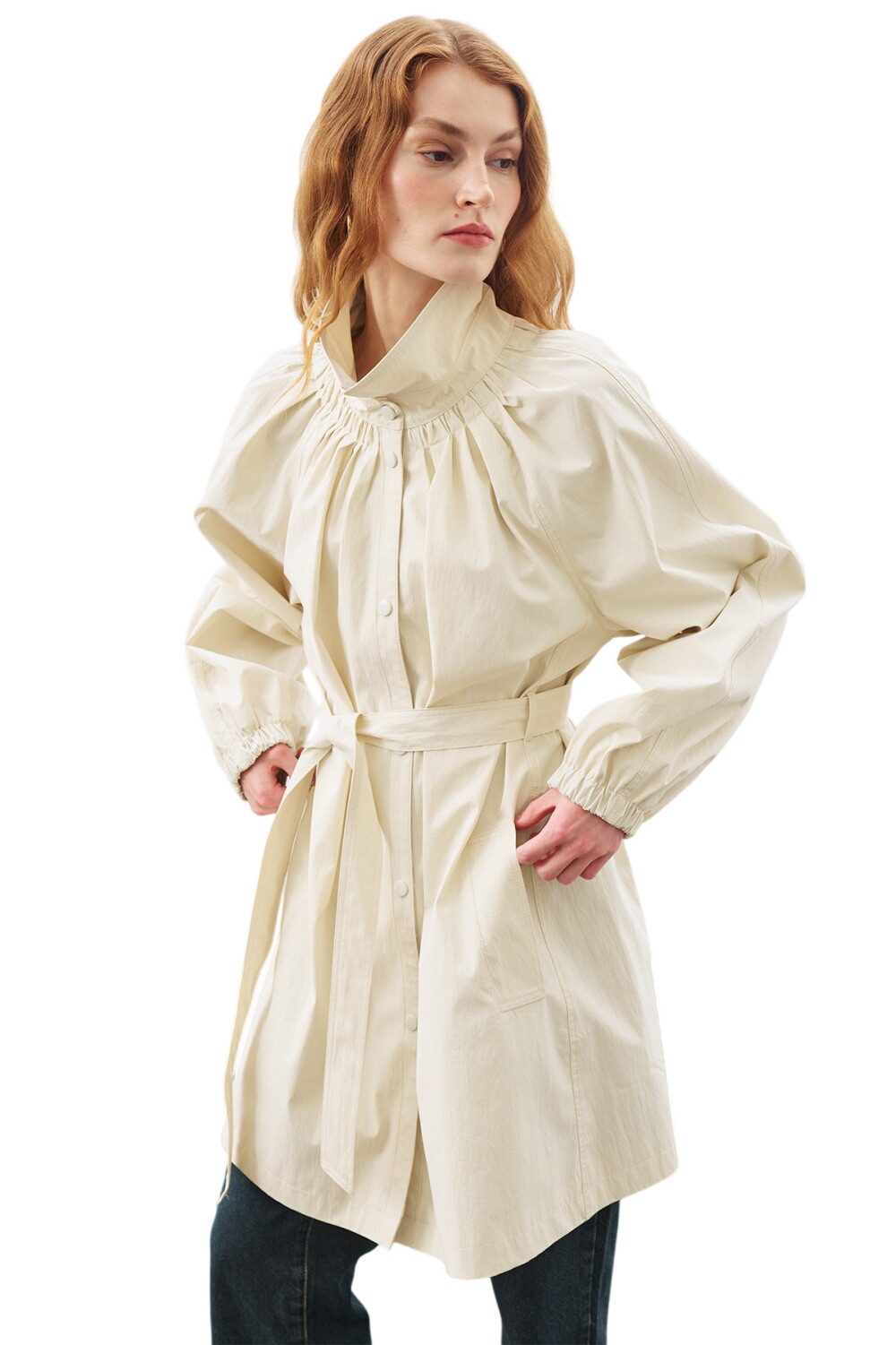 MANUKA Trenchcoat ÜBERGRÖSSERTER BINDE-MIDI-TRENCHMANTEL IN KHAKI