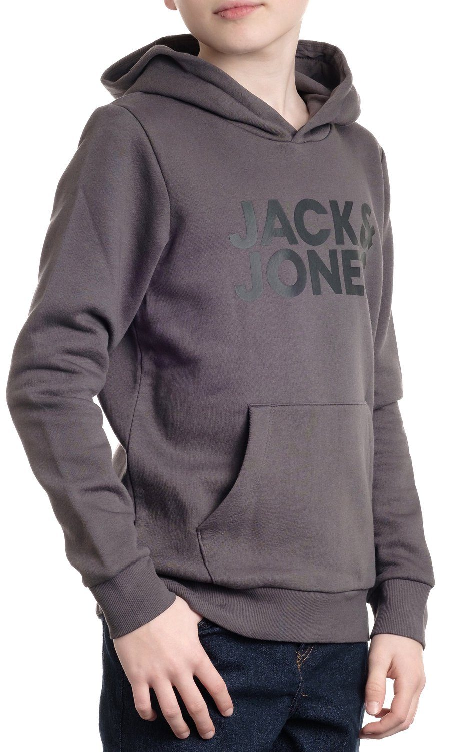 Jack Jones Junior Kapuzenpullover Asphalt-Black Unifarbe &