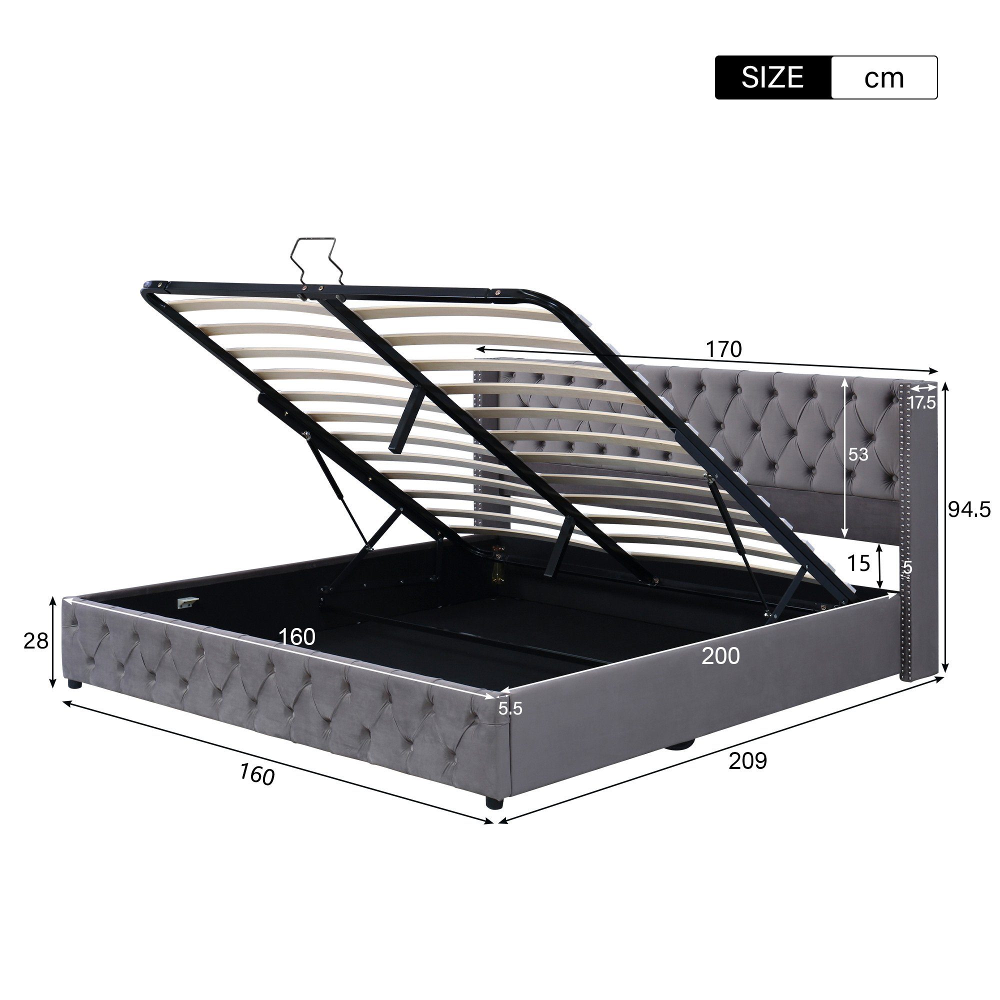 REDOM Polsterbett Doppelbett Bett Stauraumbett Jugendbett gepolsteres Bettg günstig online kaufen