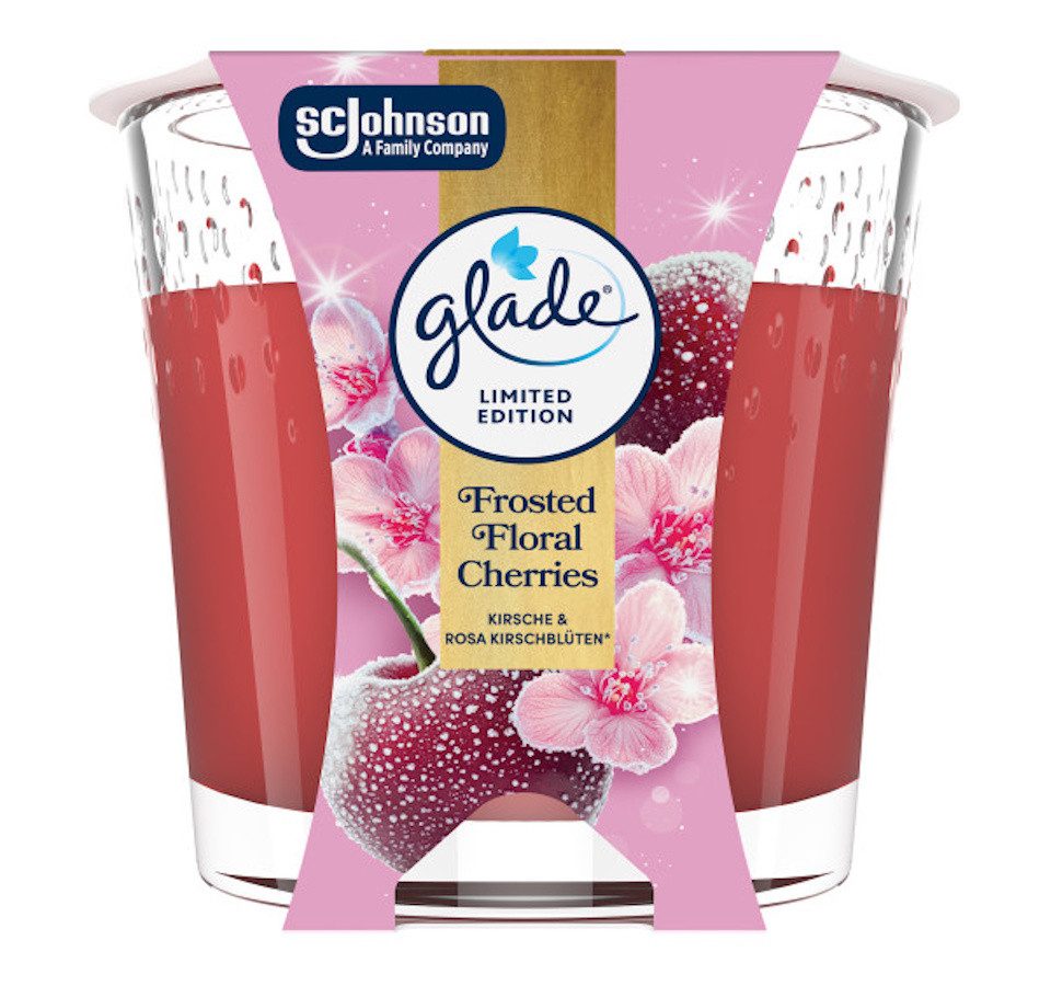 Glade Duftkerze Duft-Kerze Frosted Floral Cherries, 112g Limited Edition