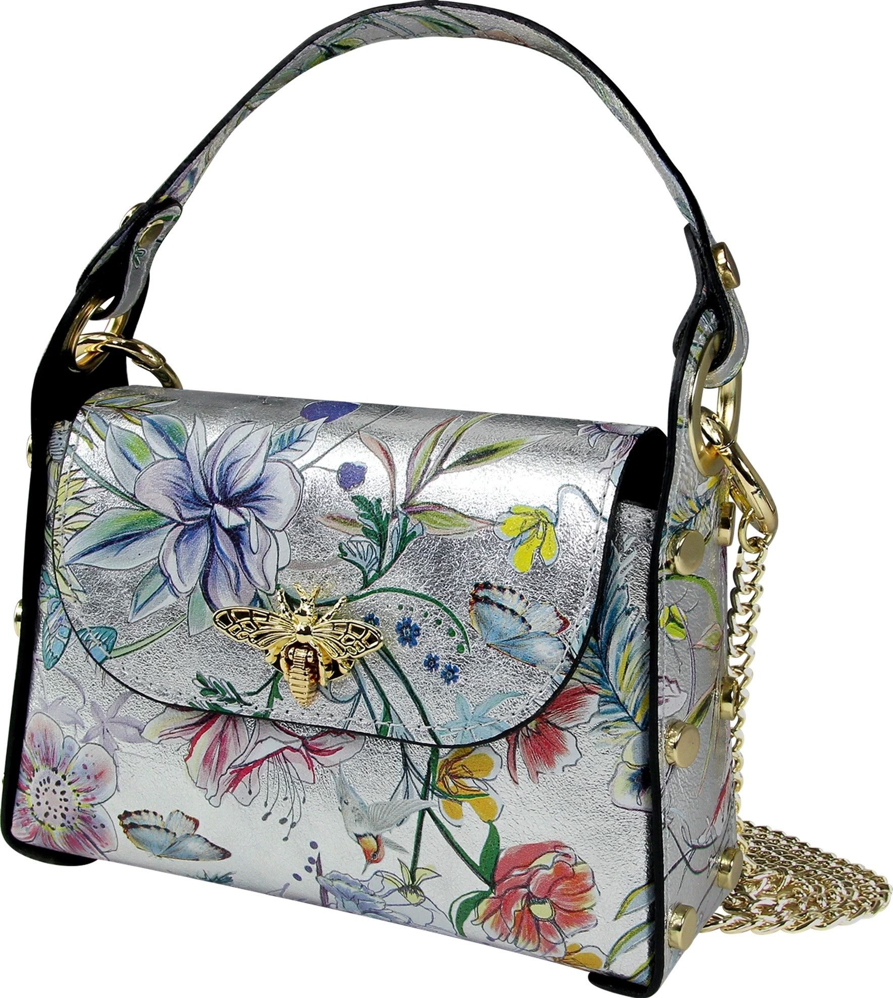 Umhängetasche Toscanto Tasche silber farbig Leder