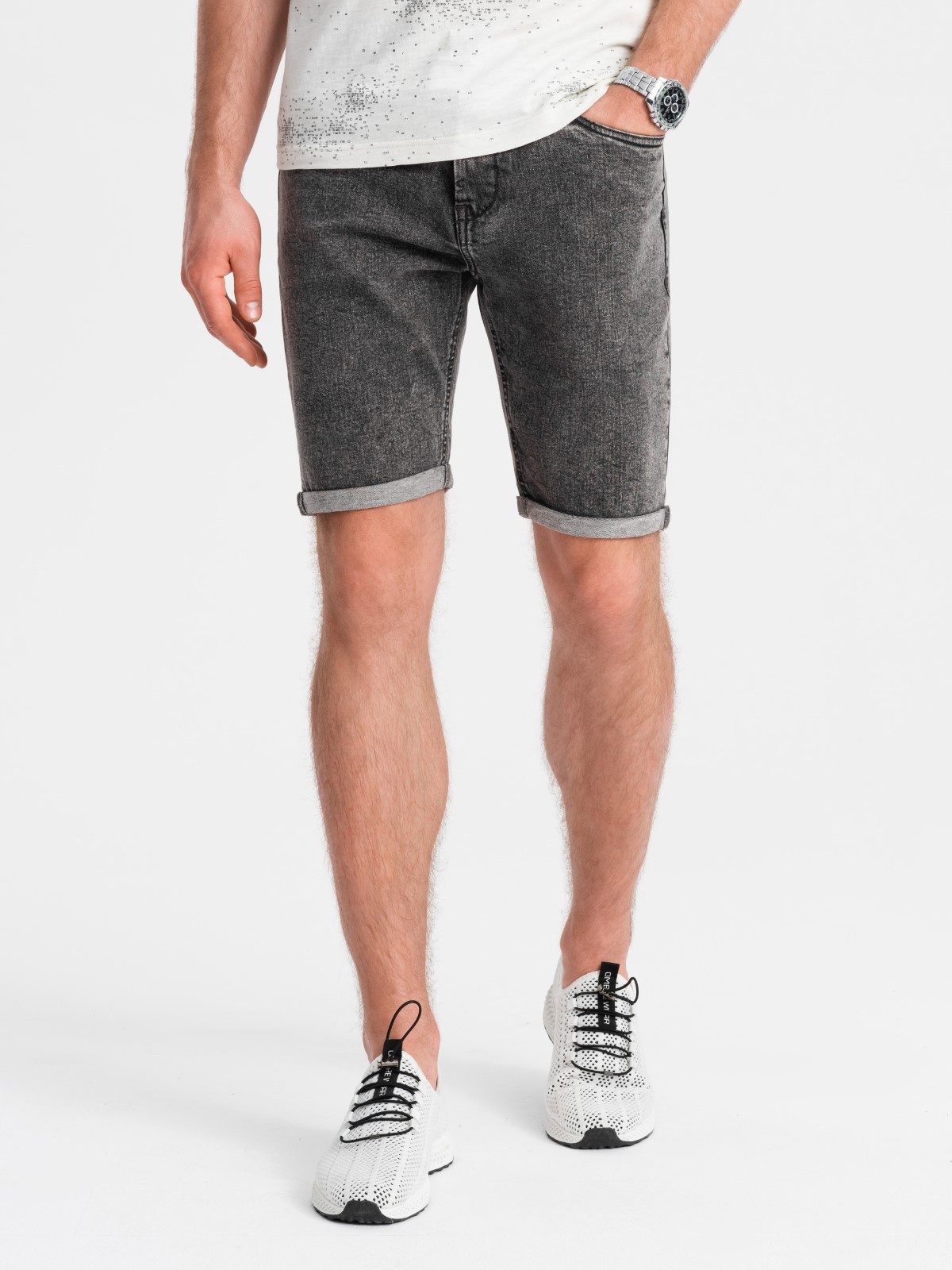 Jeansshorts Shorts aus Denim mit hochgekrempelten Beinen