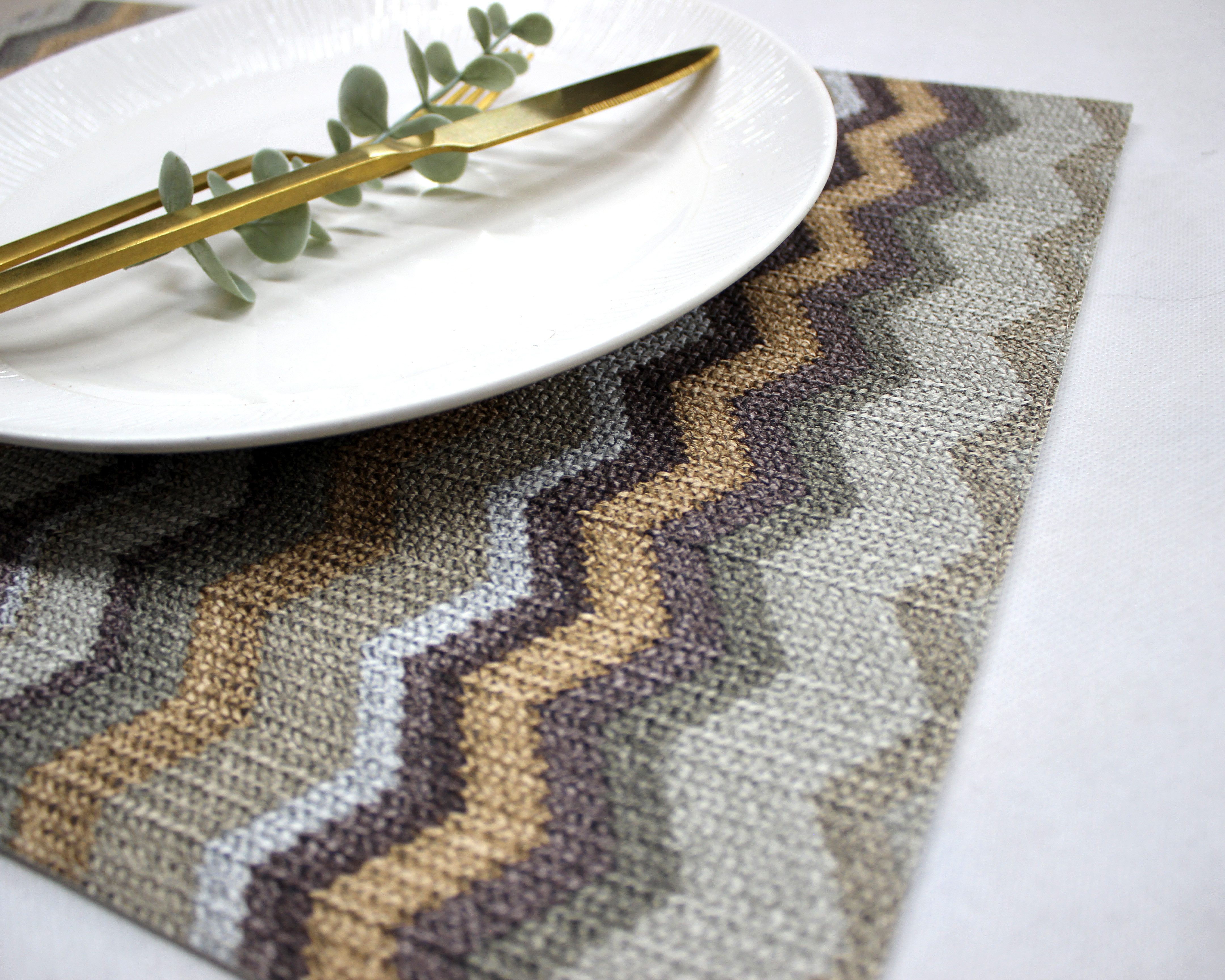 Signature Home Collection Platzset Tischset 6-er Set Zickzack Muster bunt zweifarbig Kunstleder, (Set, 6-St., 6 Tischsets), beidseitig verwendbar, handgefertigt in Europa