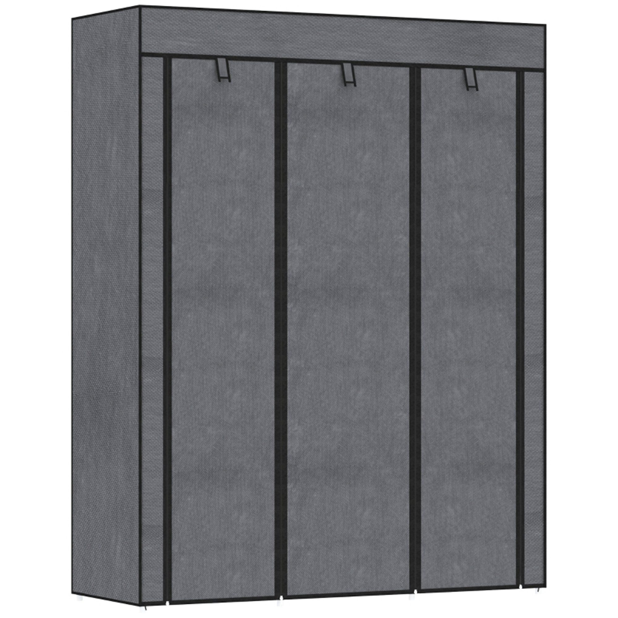 Stoffschrank Kleiderschrank mit Kleiderstangen, 8 Ebenen, Faltschrank