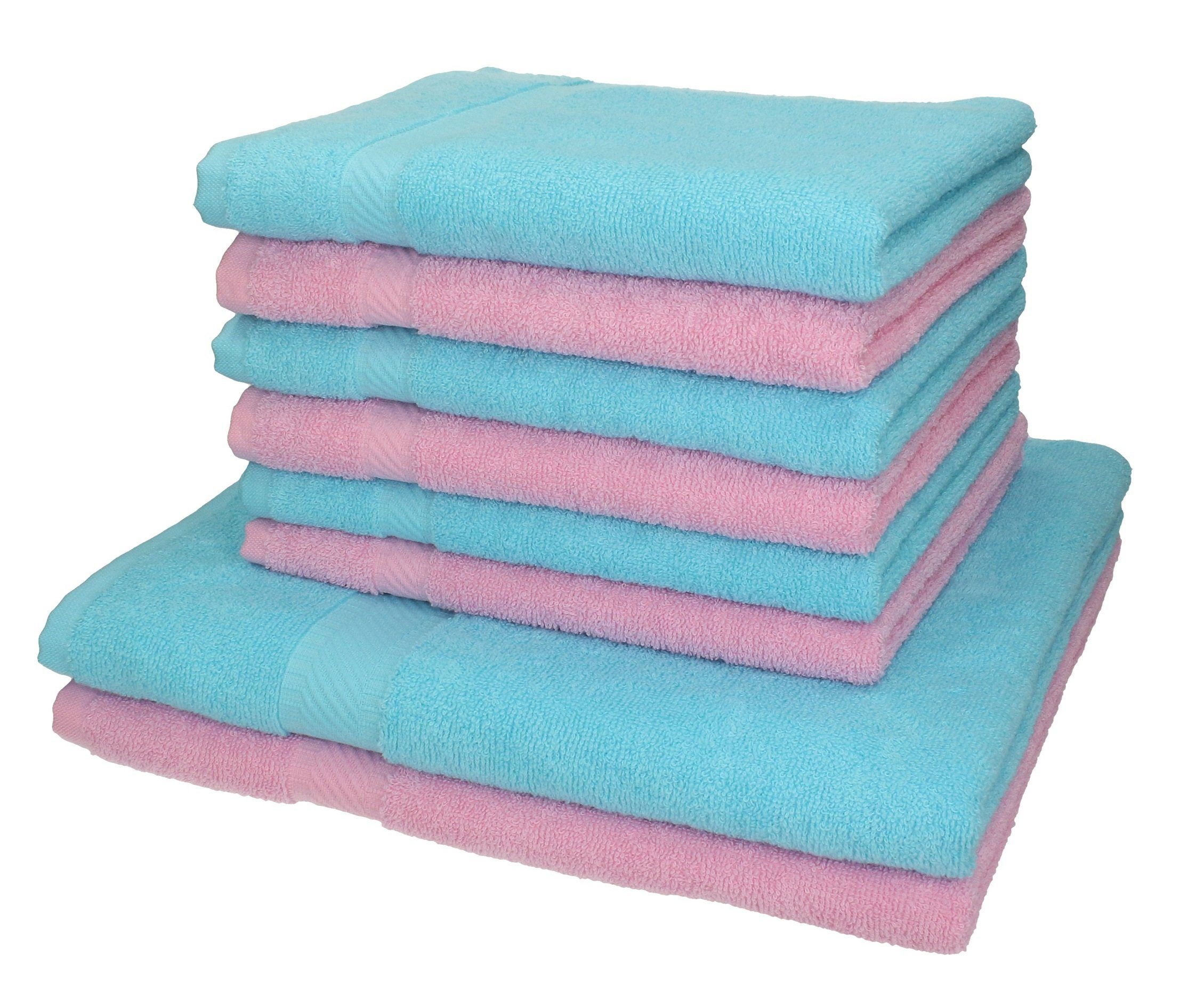 Betz Handtuch Set 8-TLG. Handtuch-Set Palermo 100% Baumwolle 2 Duschtücher 6 Handtücher Farbe rosé und türkis, 100% Baumwolle | Handtuch-Sets