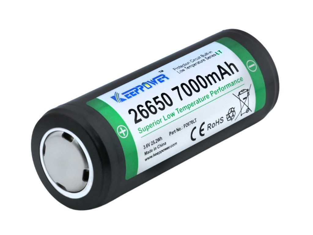 Keeppower 26650 *7000mAh 3,6V-3,7V Li-Ionen-Akku für niedrige Temperaturen -15A Akku 7000 mAh (1 St)