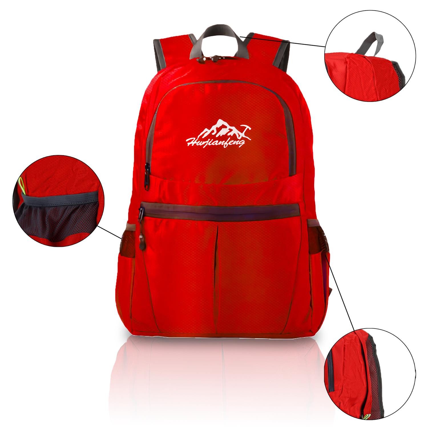 Intirilife Tagesrucksack (Faltbarer Rucksack Ultraleicht in Rot, 1-tlg), 36L Unisex Wanderrucksack Wasserdicht