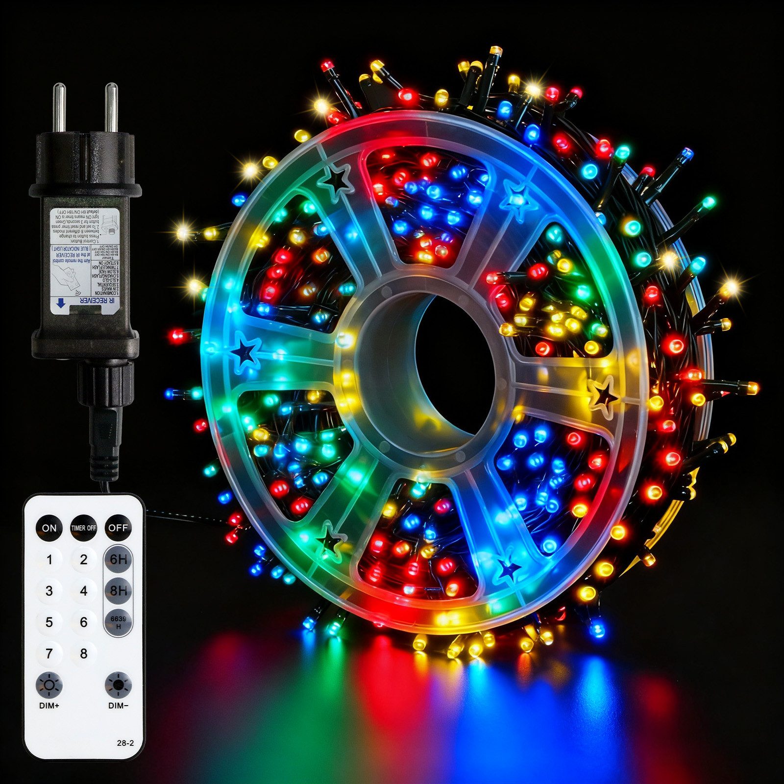 kisidus LED-Lichterkette LED Weihnachtsbaum Lichterkette mit Fernbedienung, 30M-300 LEDs, 8 Modi, Timer & Memory für Weihnachtsdeko Innen & Außen