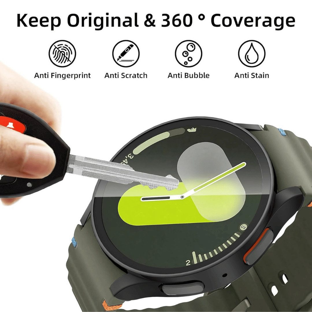 SmartUP Smartwatch-Hülle für Samsung Galaxy Watch 7 40mm / 44mm Schutzglas Display Case Tasche, kompletter Rundumschutz