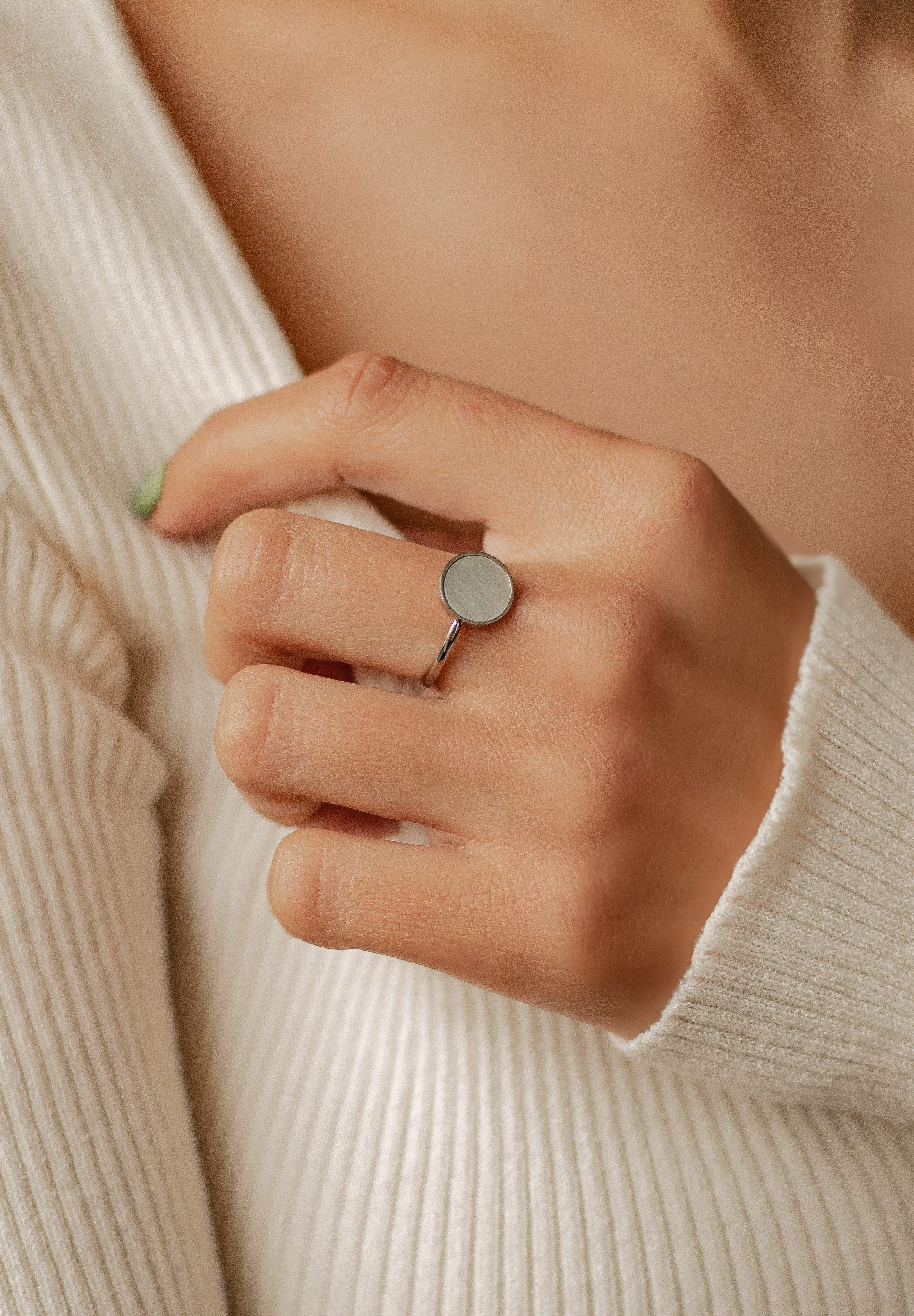 Hey Happiness Fingerring Kreis Muschel 18K Gold Roségold, Edelstahl Damen R günstig online kaufen