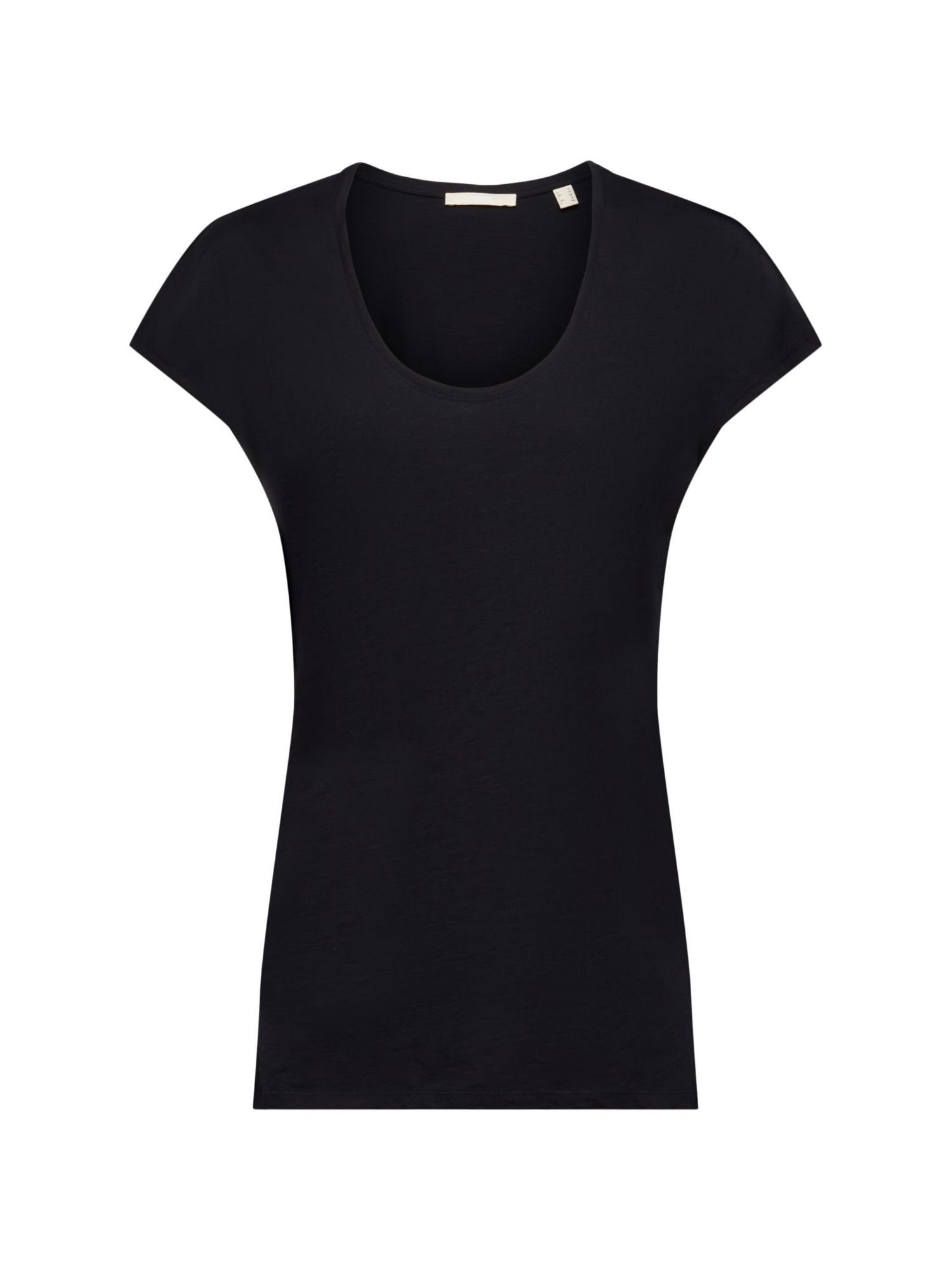edc by Esprit T-Shirt Baumwoll-T-Shirt mit U-Ausschnitt (1-tlg) BLACK