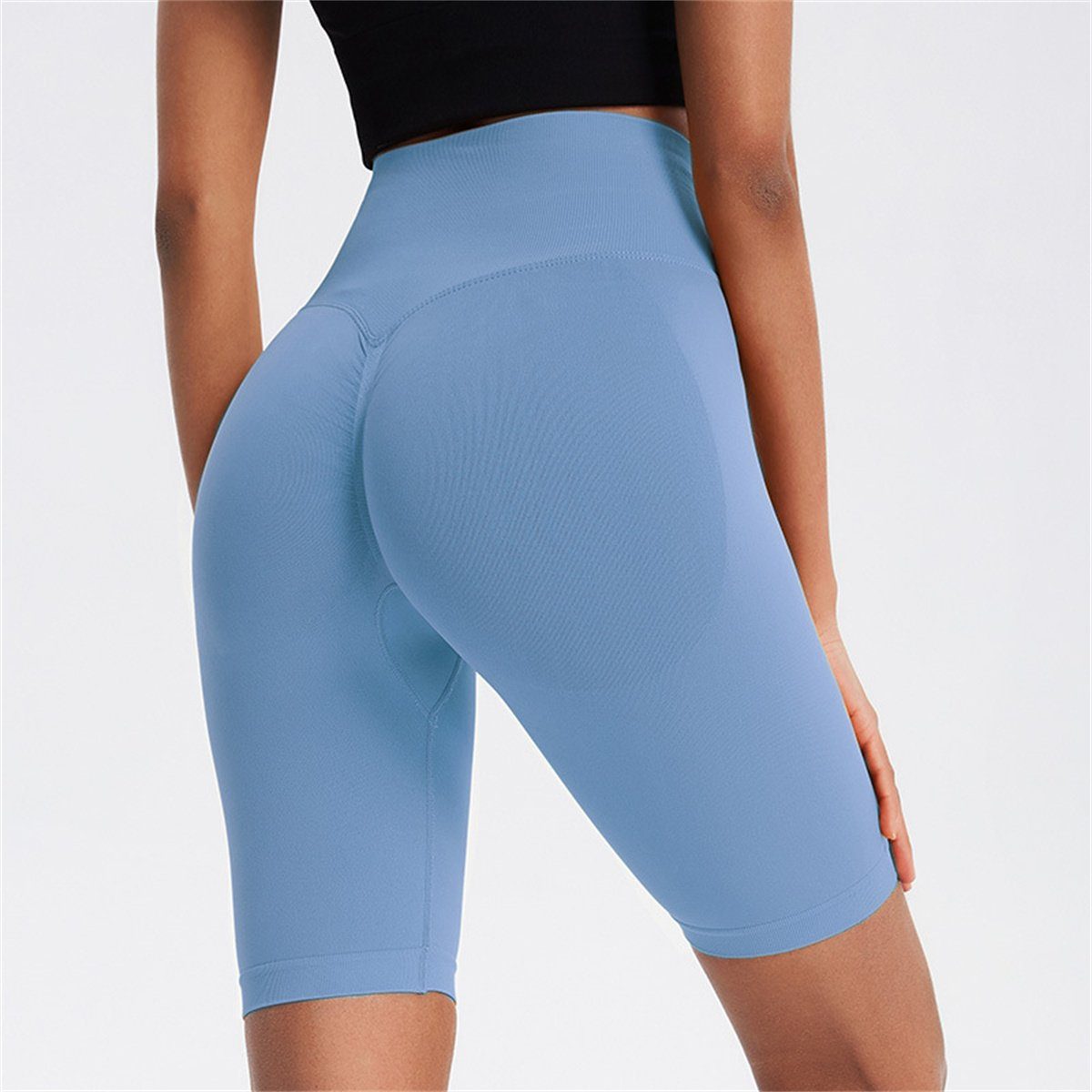 carefully mit hellblau hoher Damen-Fitness-Po-Lifting-Yoga-Shorts Yogatights selected Taille
