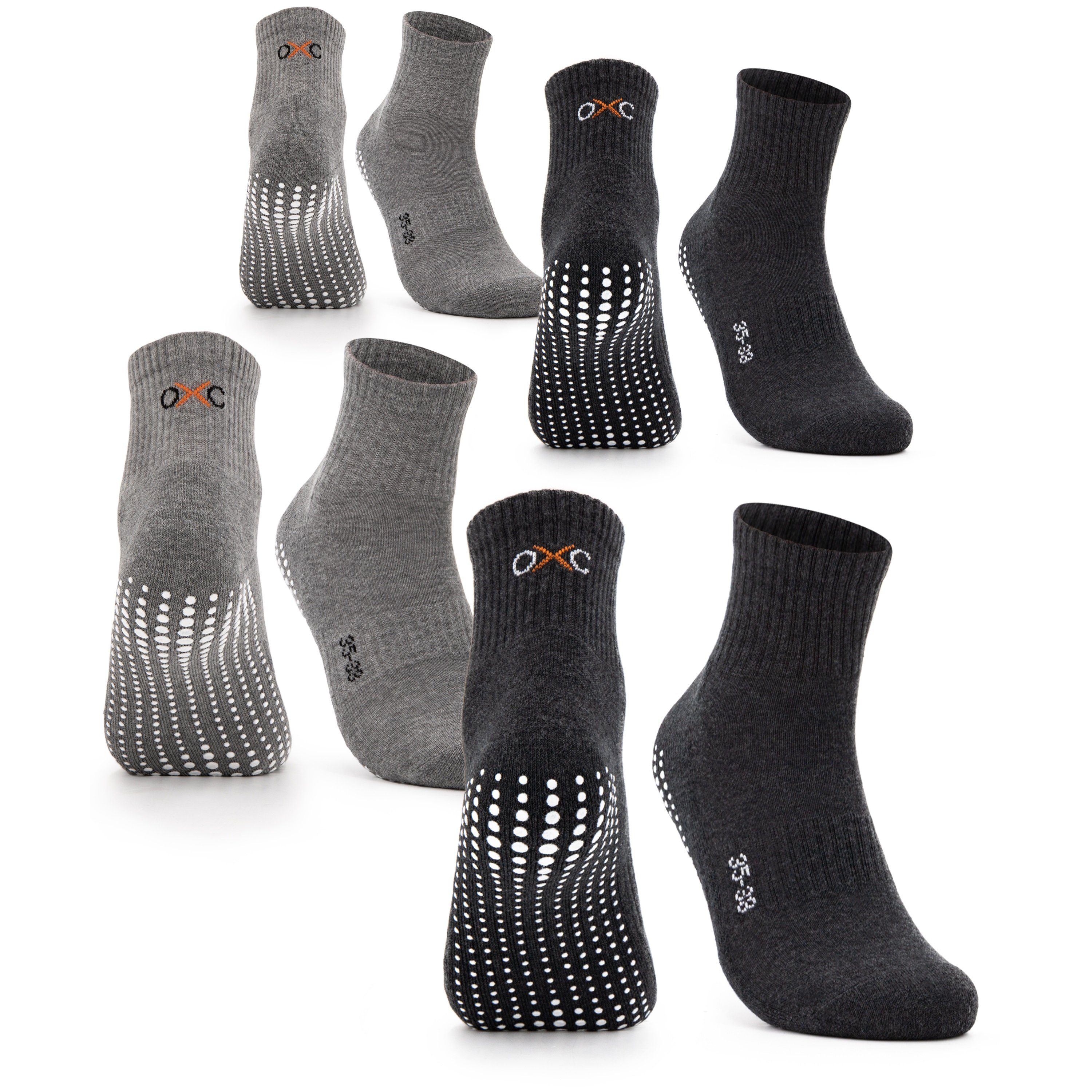 Pack Basicsocken (4-Paar) (Modell: Andi) 2-4er 4P,Blk-Gry OCCULTO Stoppersocken Herren