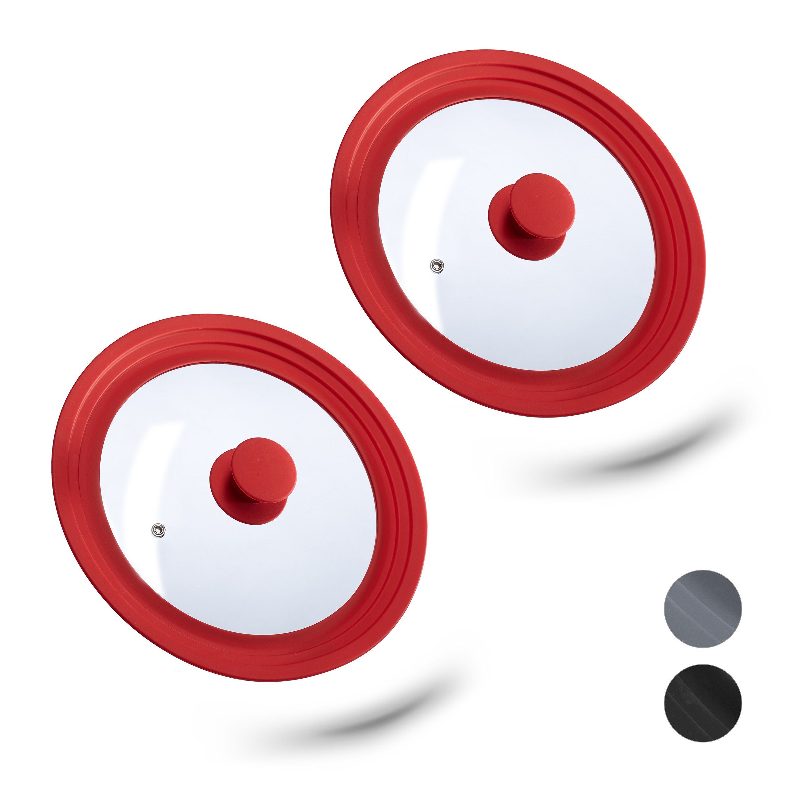 Topfdeckel 2x Universal Topfdeckel 22-26 cm rot