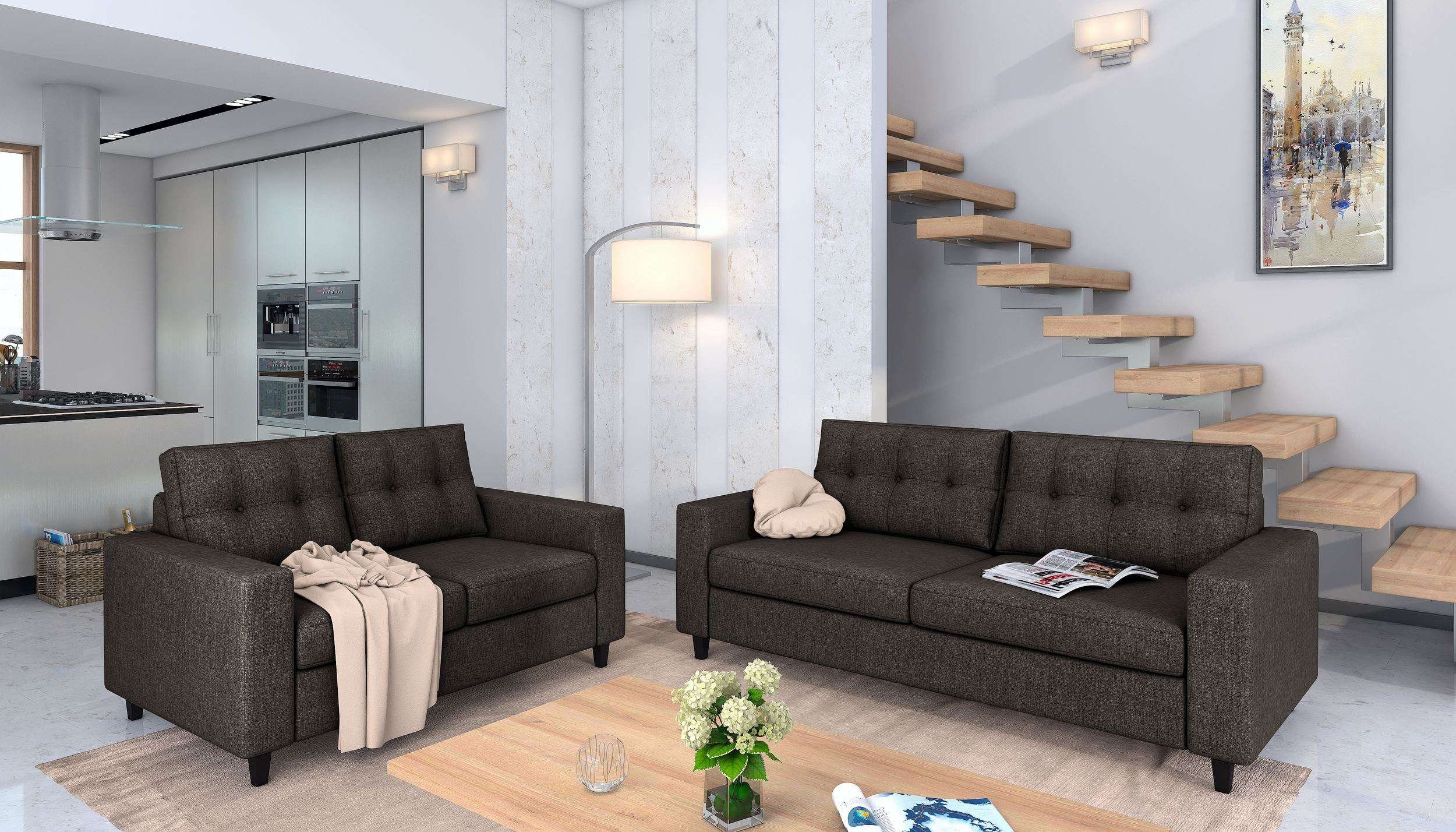 Stylefy Polstergarnitur Linn, (Set (2-tlg), Couchgarnitur), bestehend aus 2-Sitzer Sofa und 3-Sitzer Sofa, Modern Design, mit Armlehnen und Rückenlehne, frei im Raum stellbar