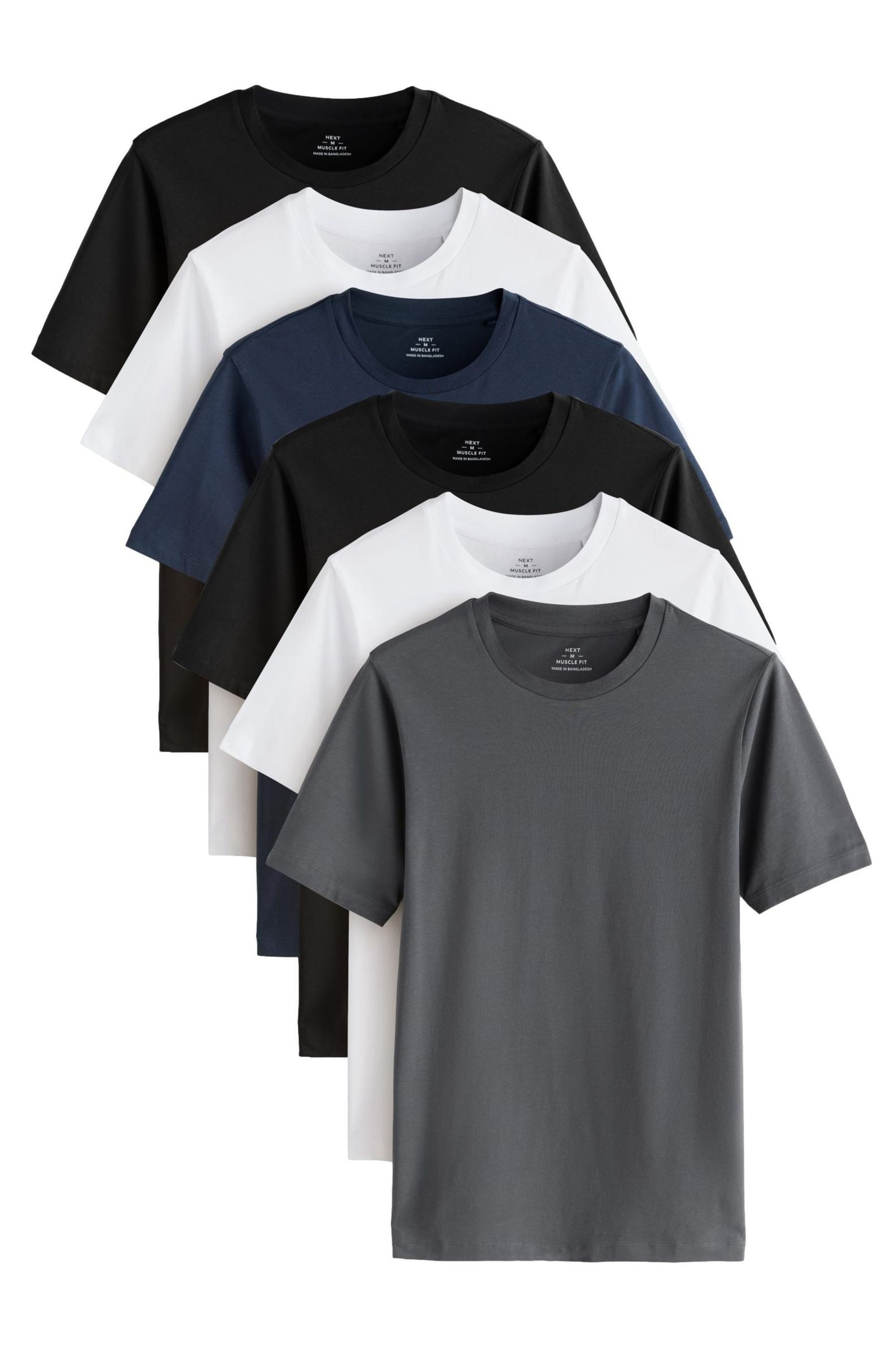 Next T-Shirt Essential Muscle Fit T-Shirts, 6er-Pack (6-tlg)