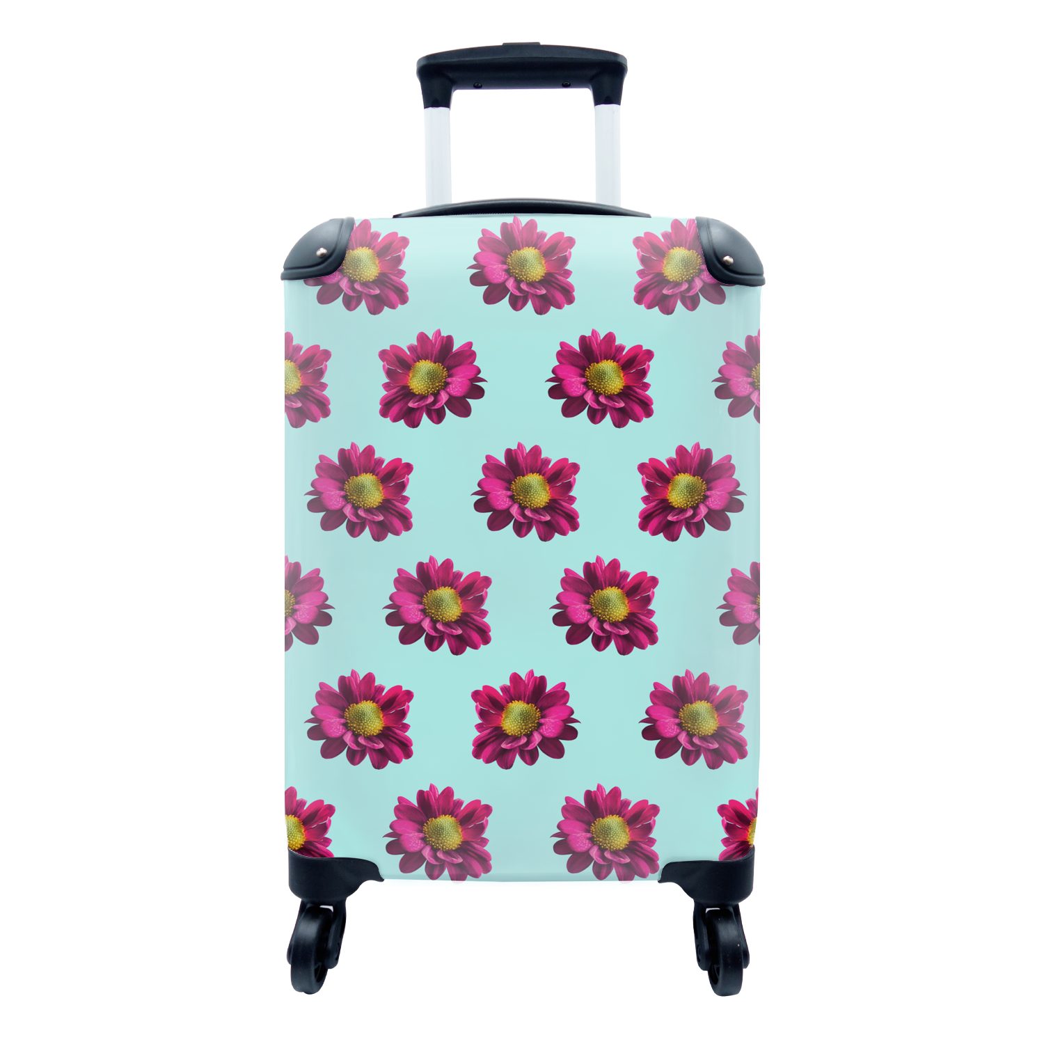 MuchoWow Handgepäckkoffer Blumen - Lila - Muster, 4 Rollen, Reisetasche mit rollen, Handgepäck für Ferien, Trolley, Reisekoffer