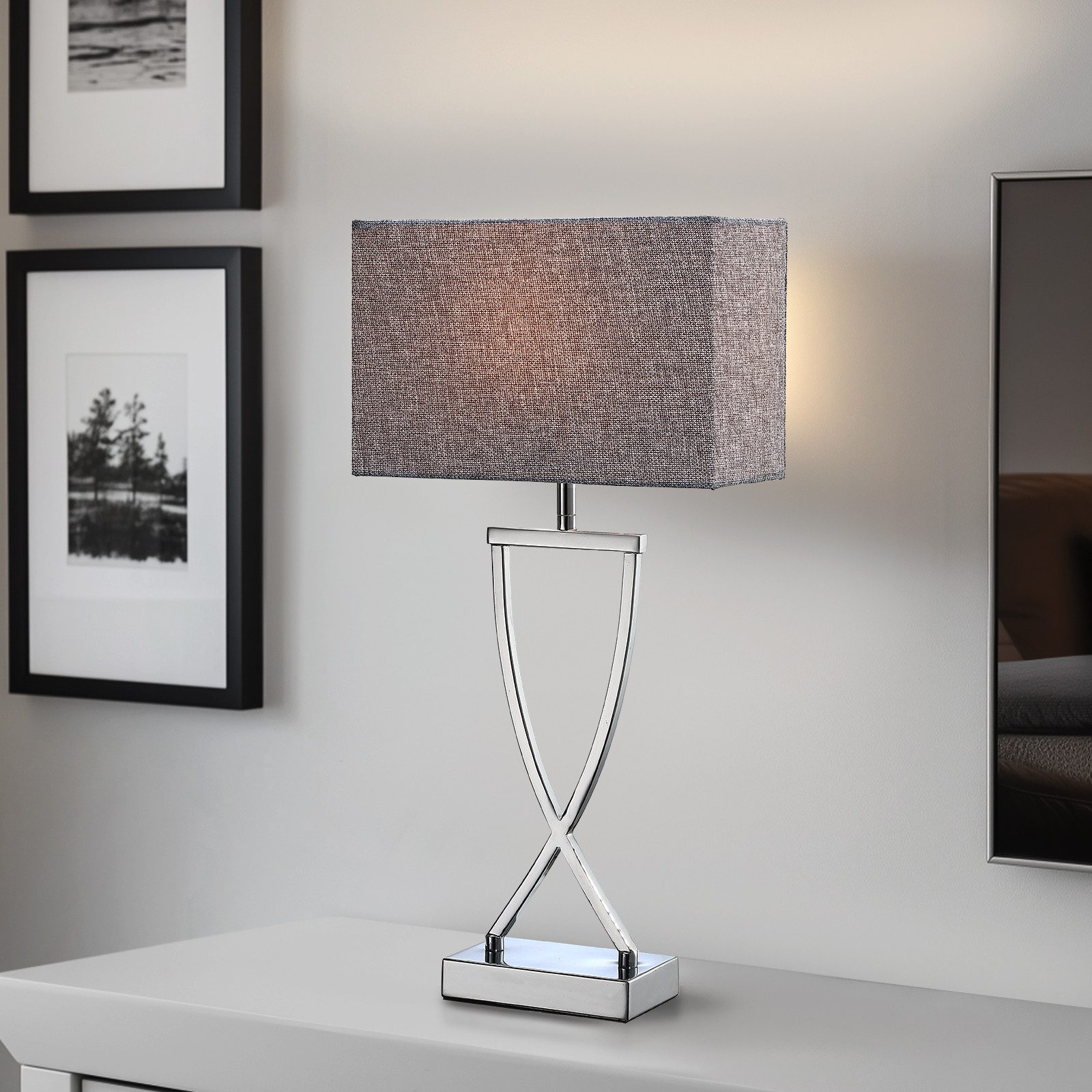 STANBOW Tischleuchte Tischlampe aus Metall mit Leinenschirm im Modern-Stil, ohne Leuchtmittel, E27, Sideboard & Nachttisch - Schlafzimmer, Wohnzimmer